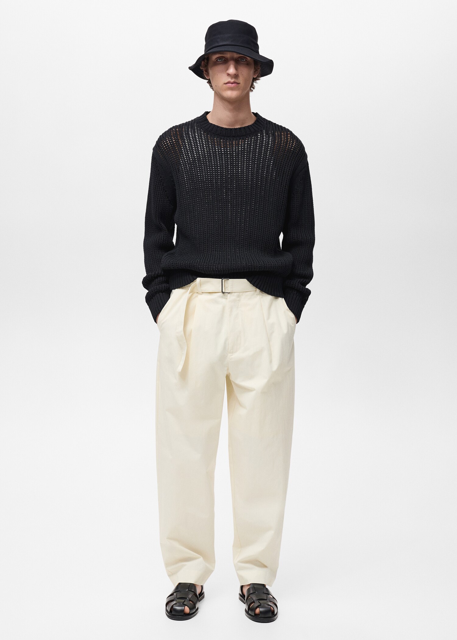 Relaxed-fit trousers with belt - General plane