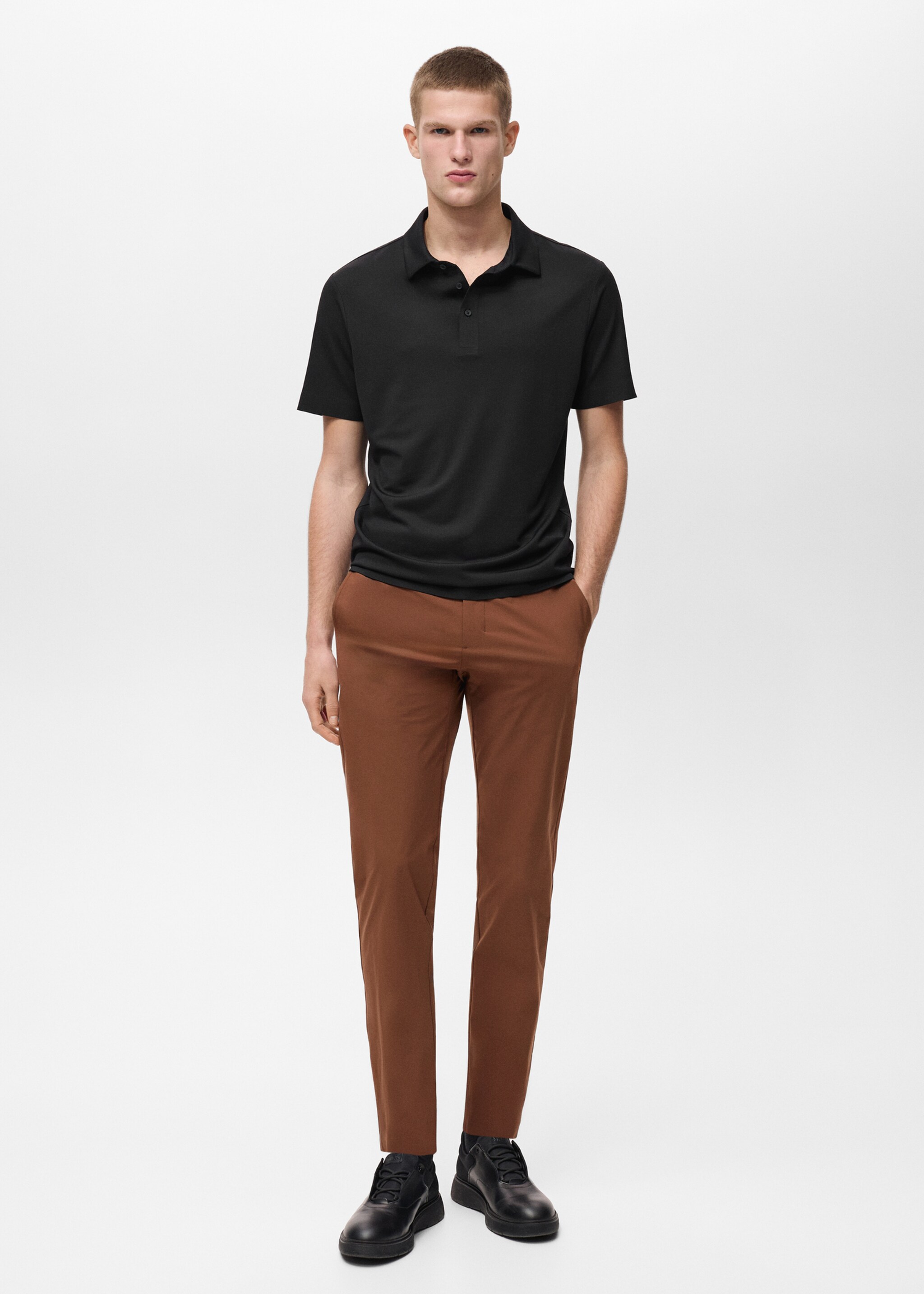 COOLMAX® slim fit polo shirt - General plane, Black. Ref: 87054406-00.