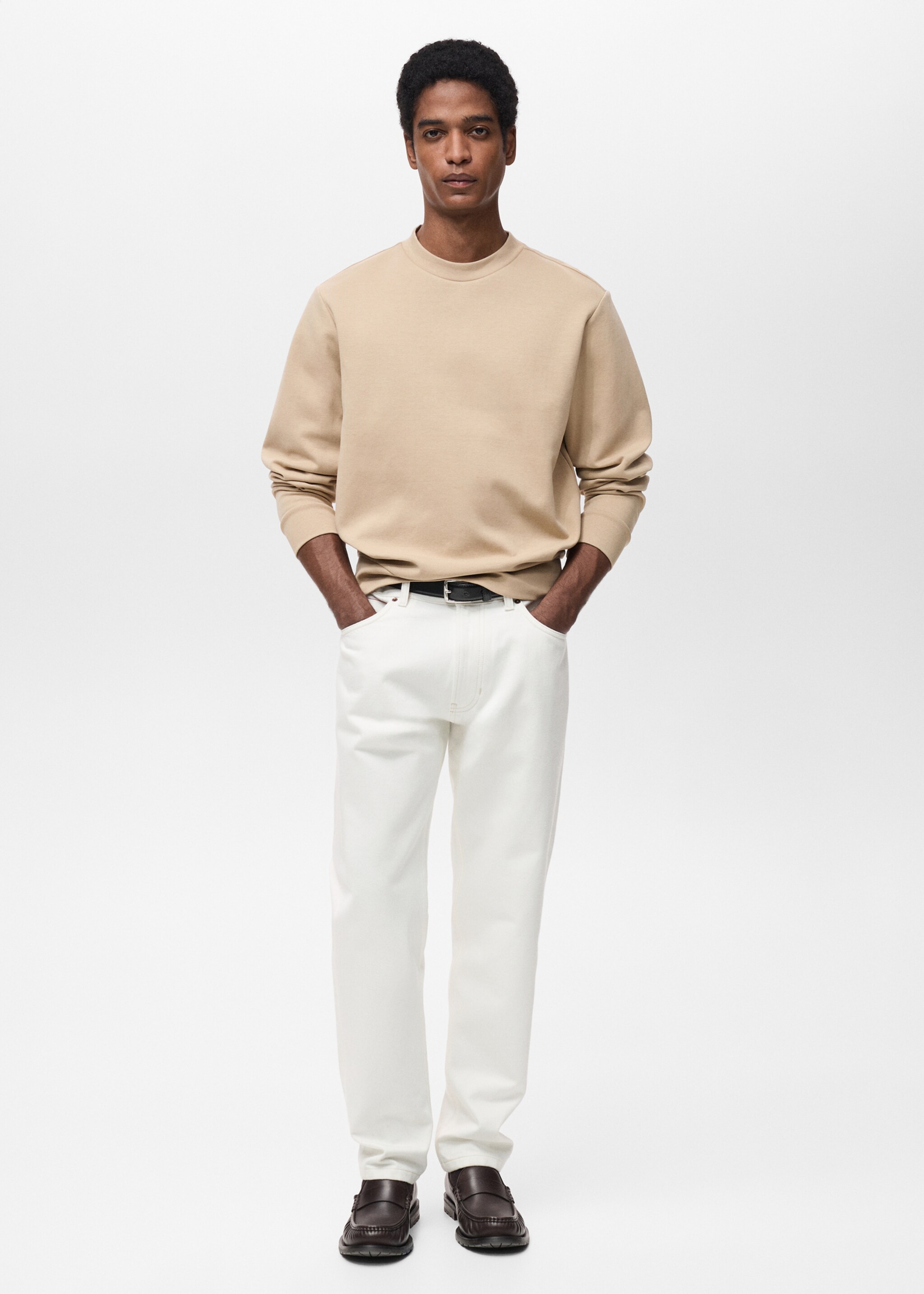 Bavlněná mikina regular fit - Celkový náhled, Středně hnědá. Ref: 87054409-00.