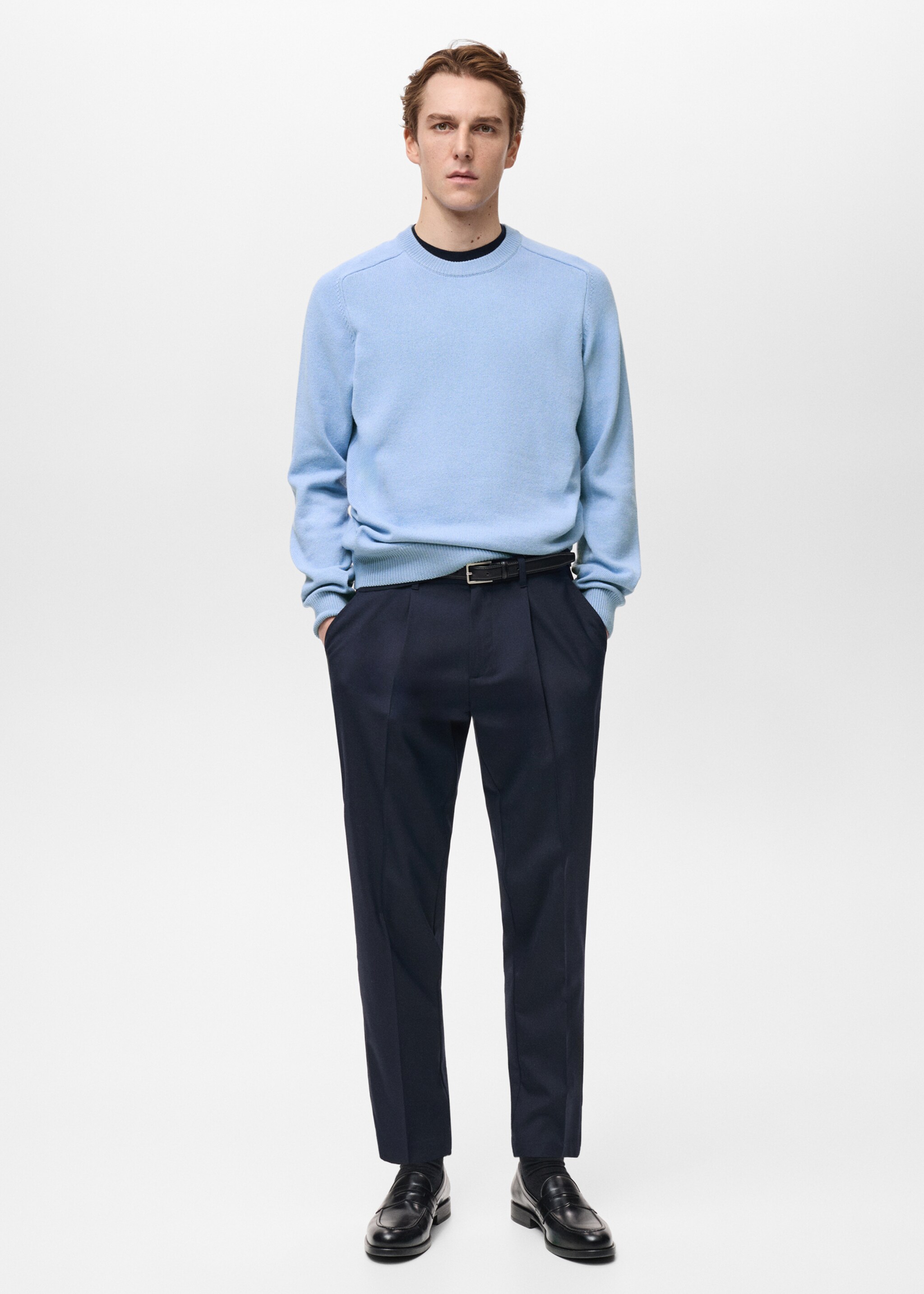 Knitted cotton sweater - General plane, Sky Blue. Ref: 87054410-00.