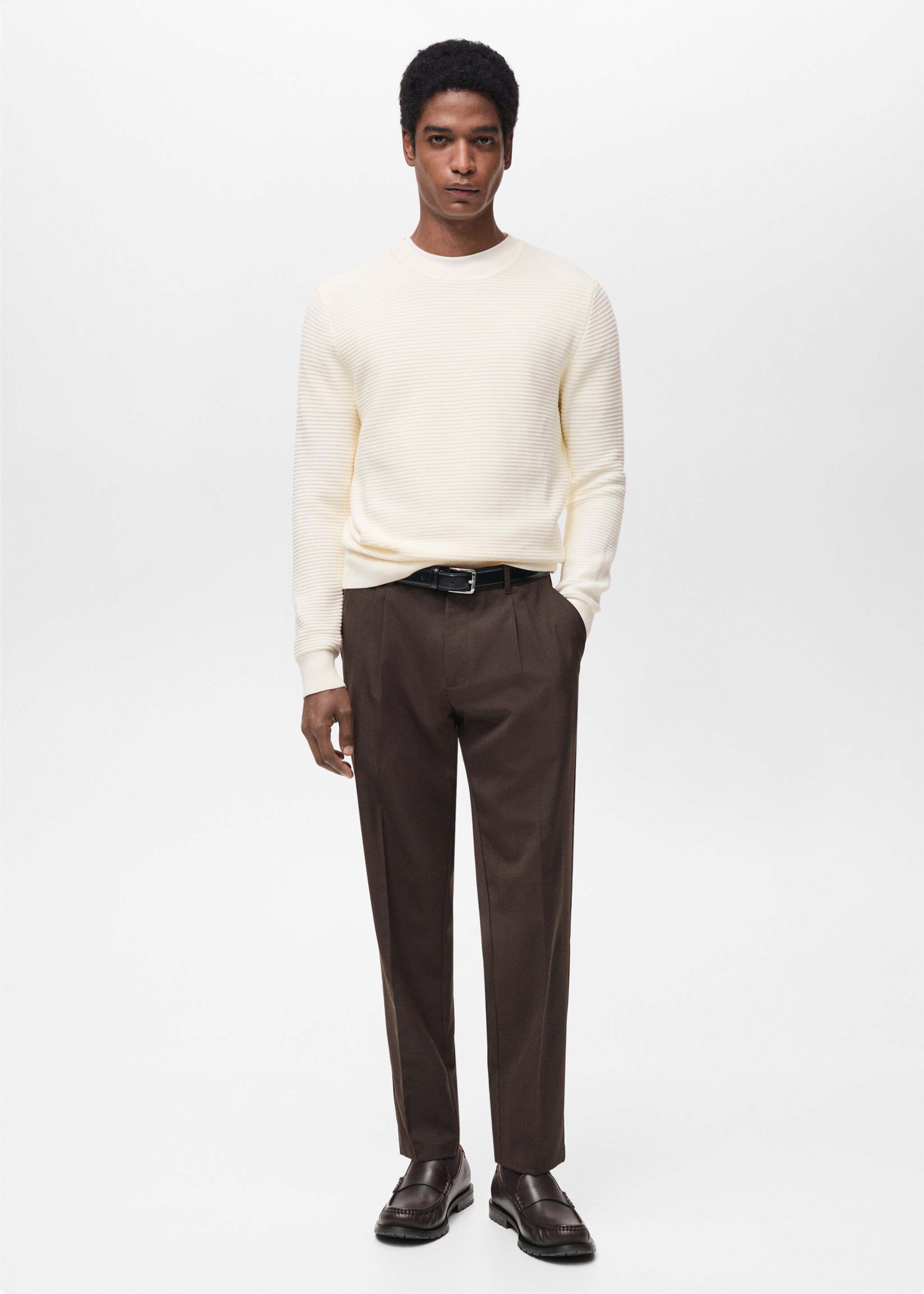 100% cotton braided sweater - General plane, Off White. Ref: 87054411-00.