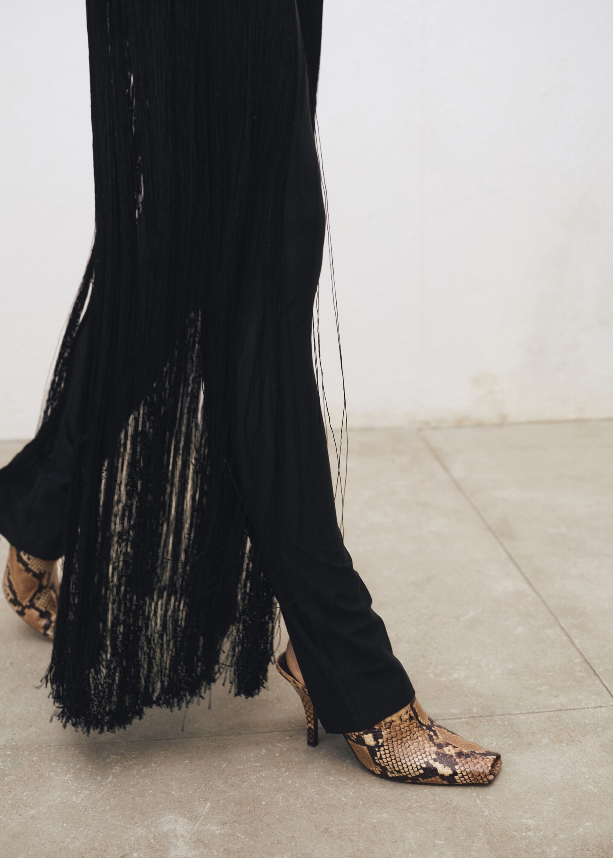 Animal-print open-back leather heeled shoes - General plane, Beige. Ref: 87054423-00.