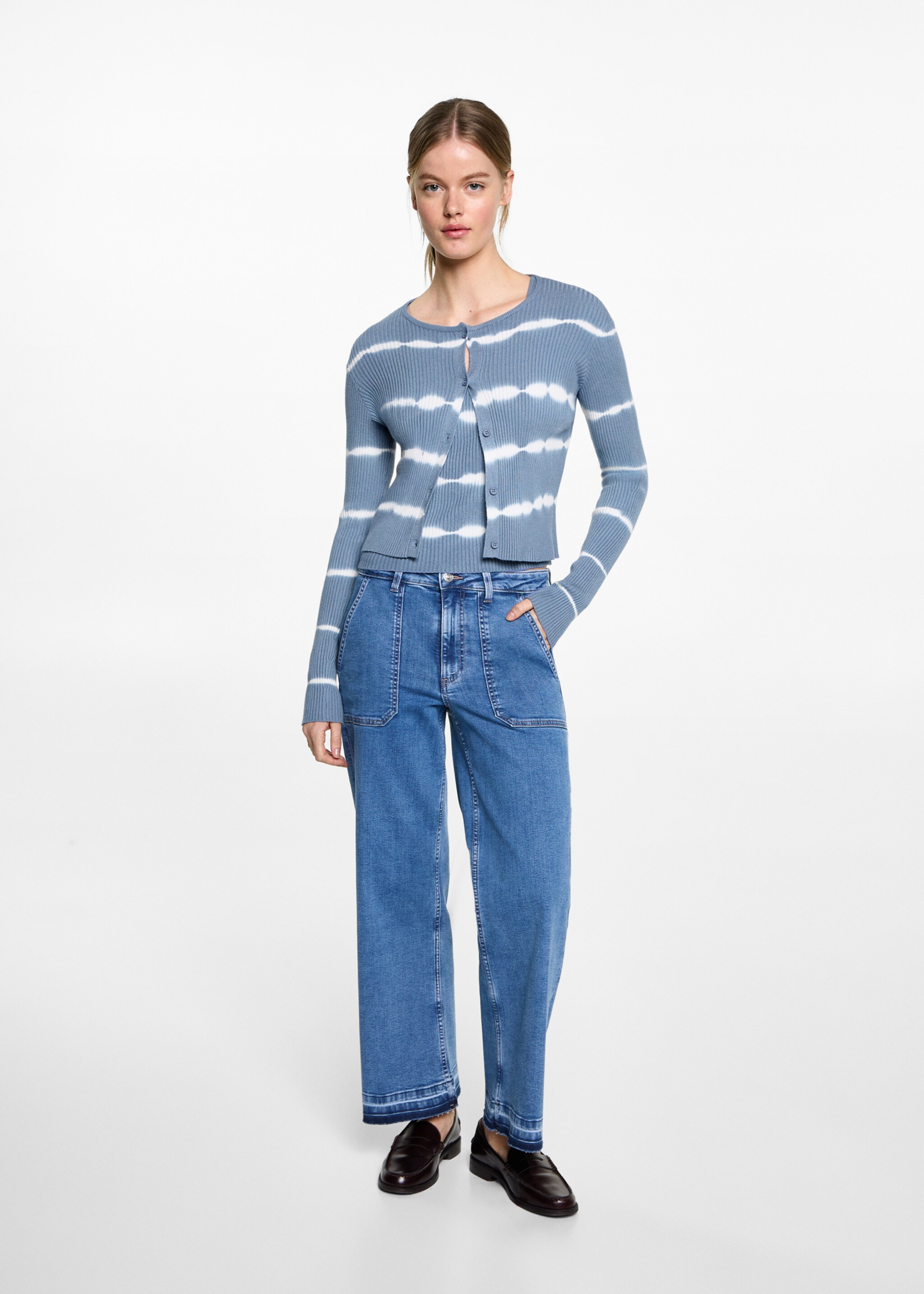 Fine-knit cardigan - General plane, Sky Blue. Ref: 87054786-00.