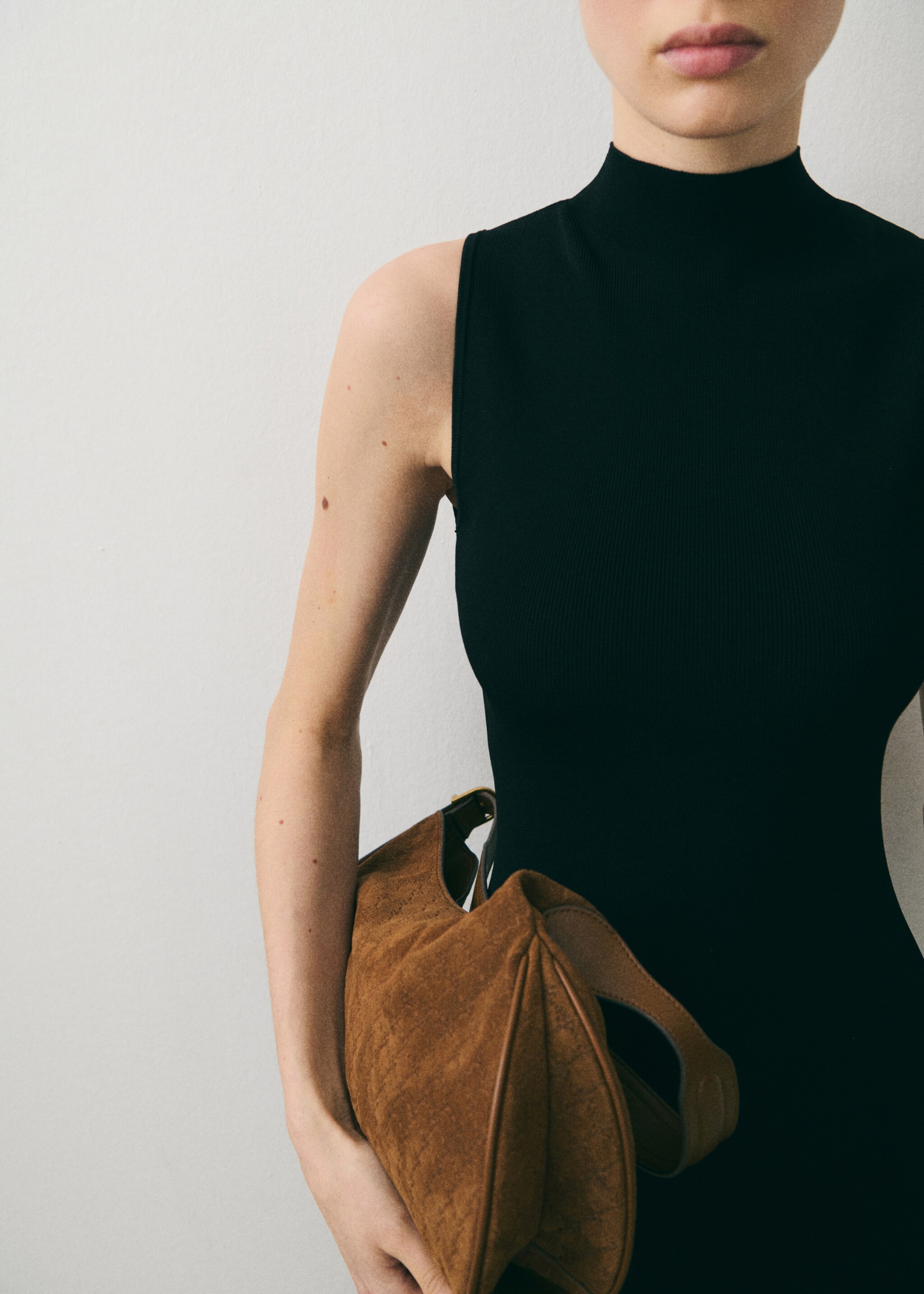 Bolso hombro serraje estampado logo - Plano general, Cuero. Ref: 87055739-00.