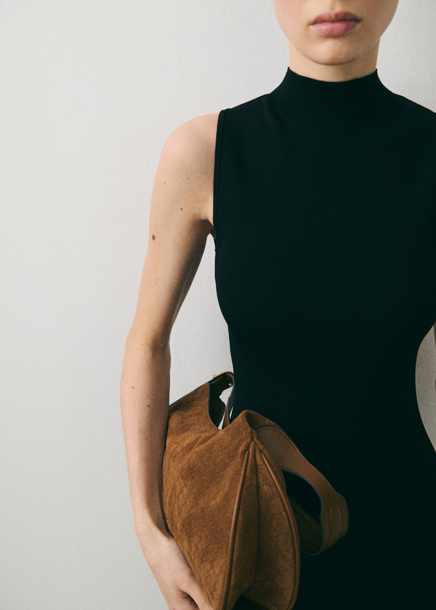 Bolso hombro serraje estampado logo - Plano general