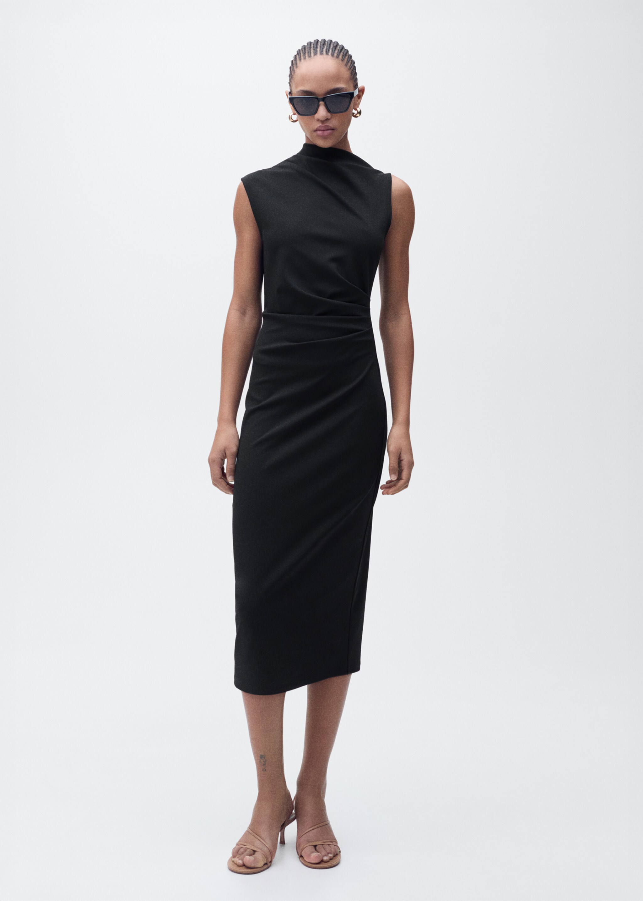Draped midi-dress - General plane, Black. Ref: 87055764-00.