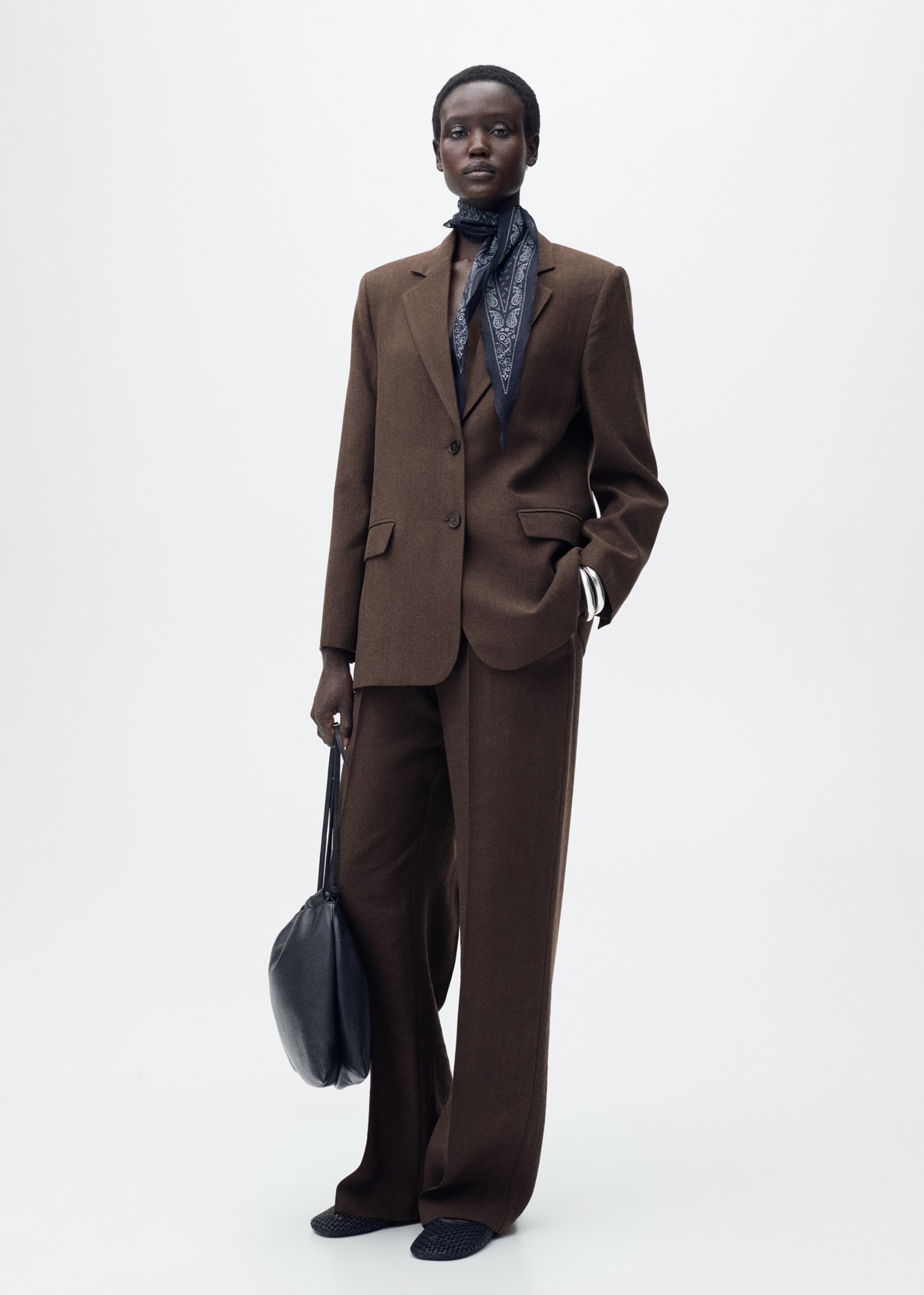 Straight-fit lyocell suit jacket - General plane, Brown. Ref: 87055769-00.