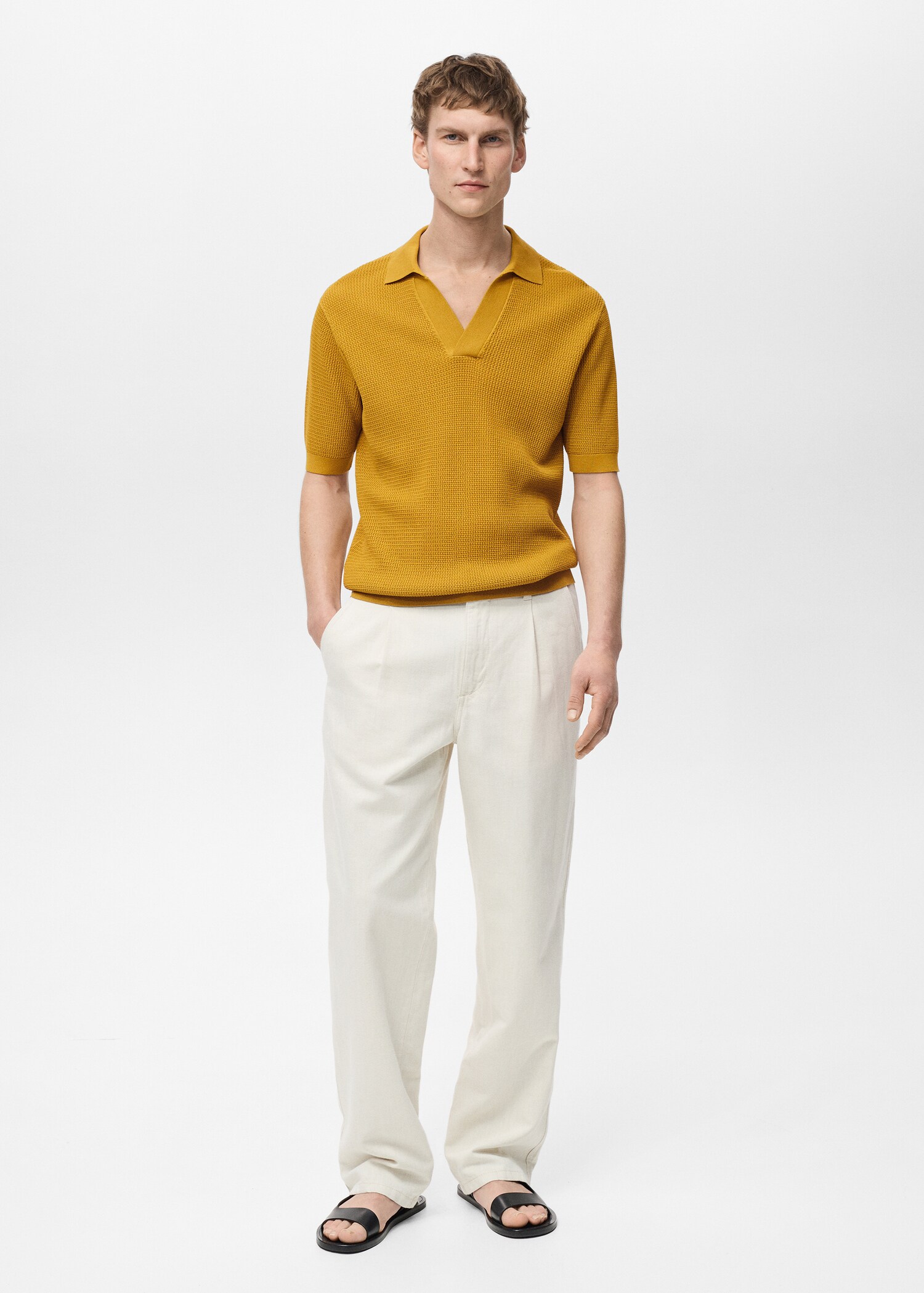 Structured fine-knit polo shirt - General plane