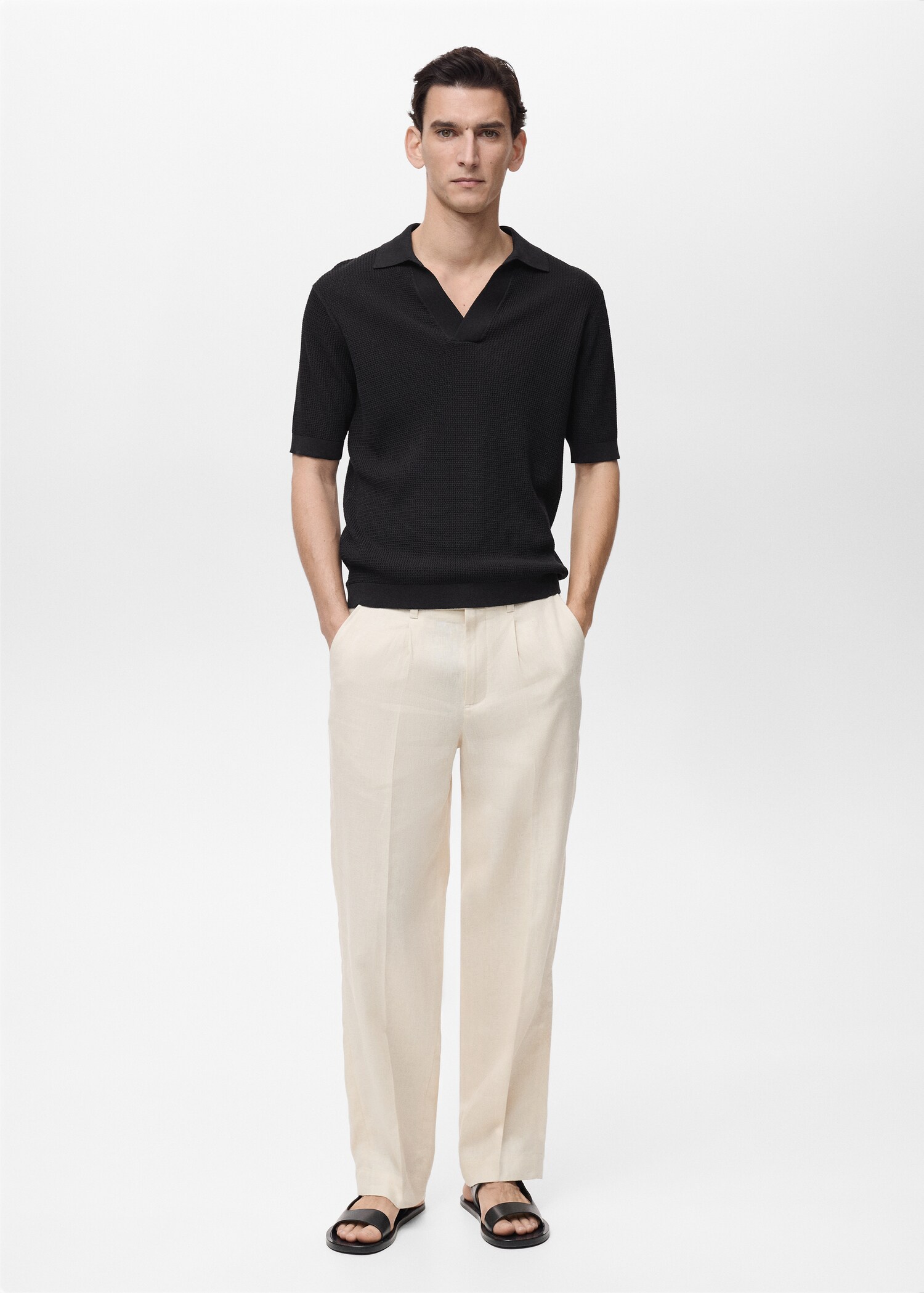Structured fine-knit polo shirt - General plane