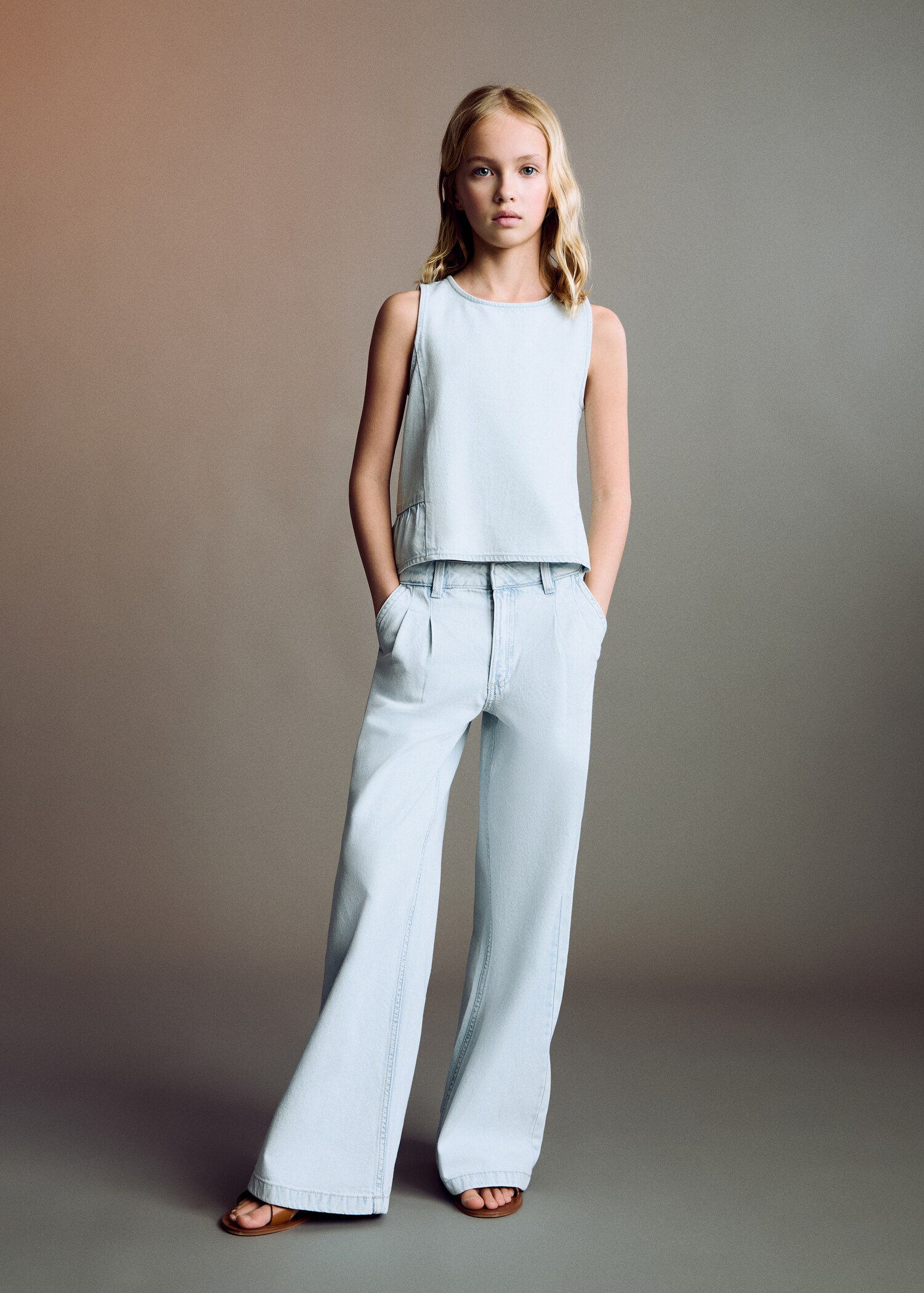 Frilled denim shirt - General plane