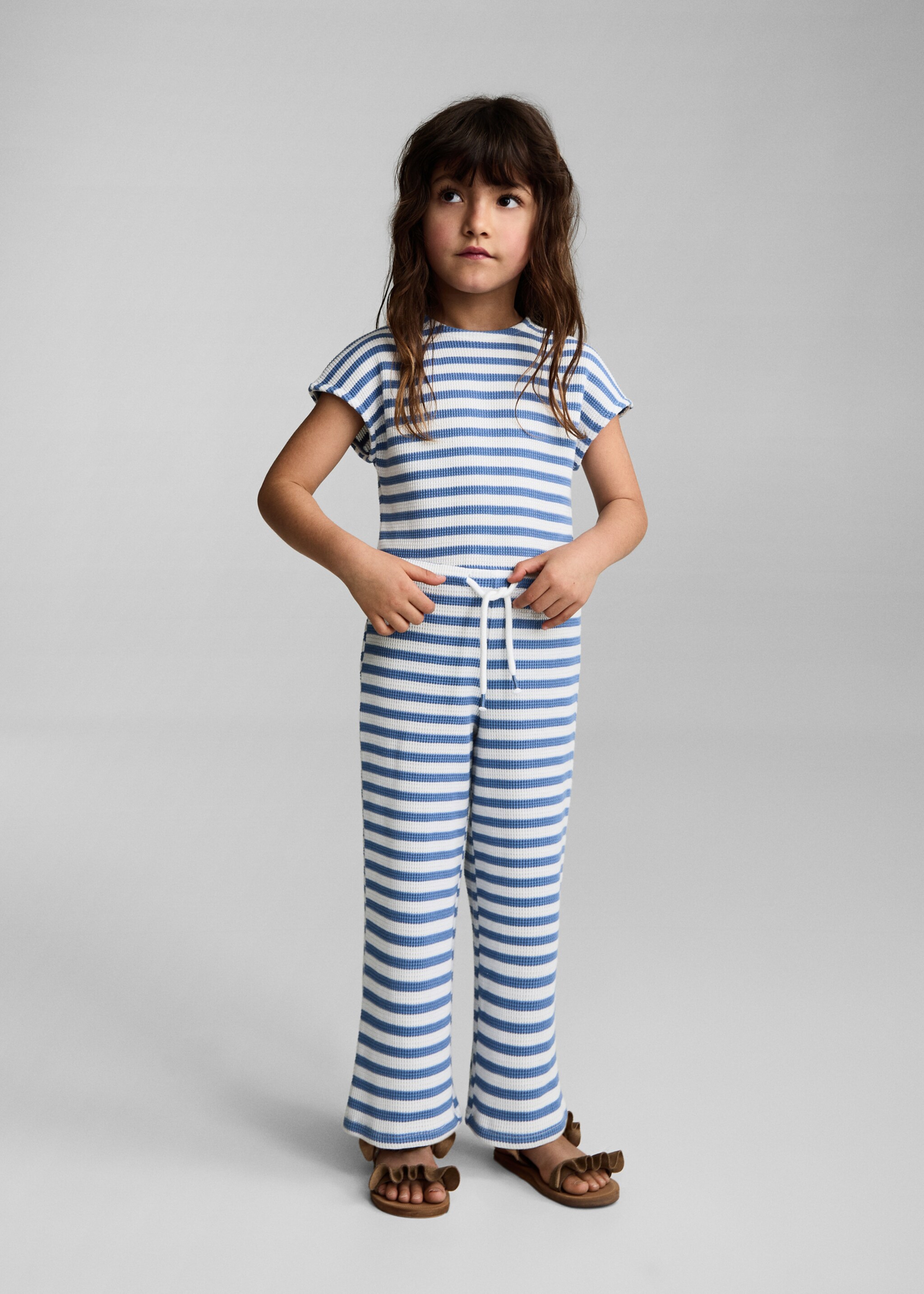 Gestreifter Jumpsuit - Allgemeine Ansicht, Dunkles Marineblau. Ref: 87055948-00.