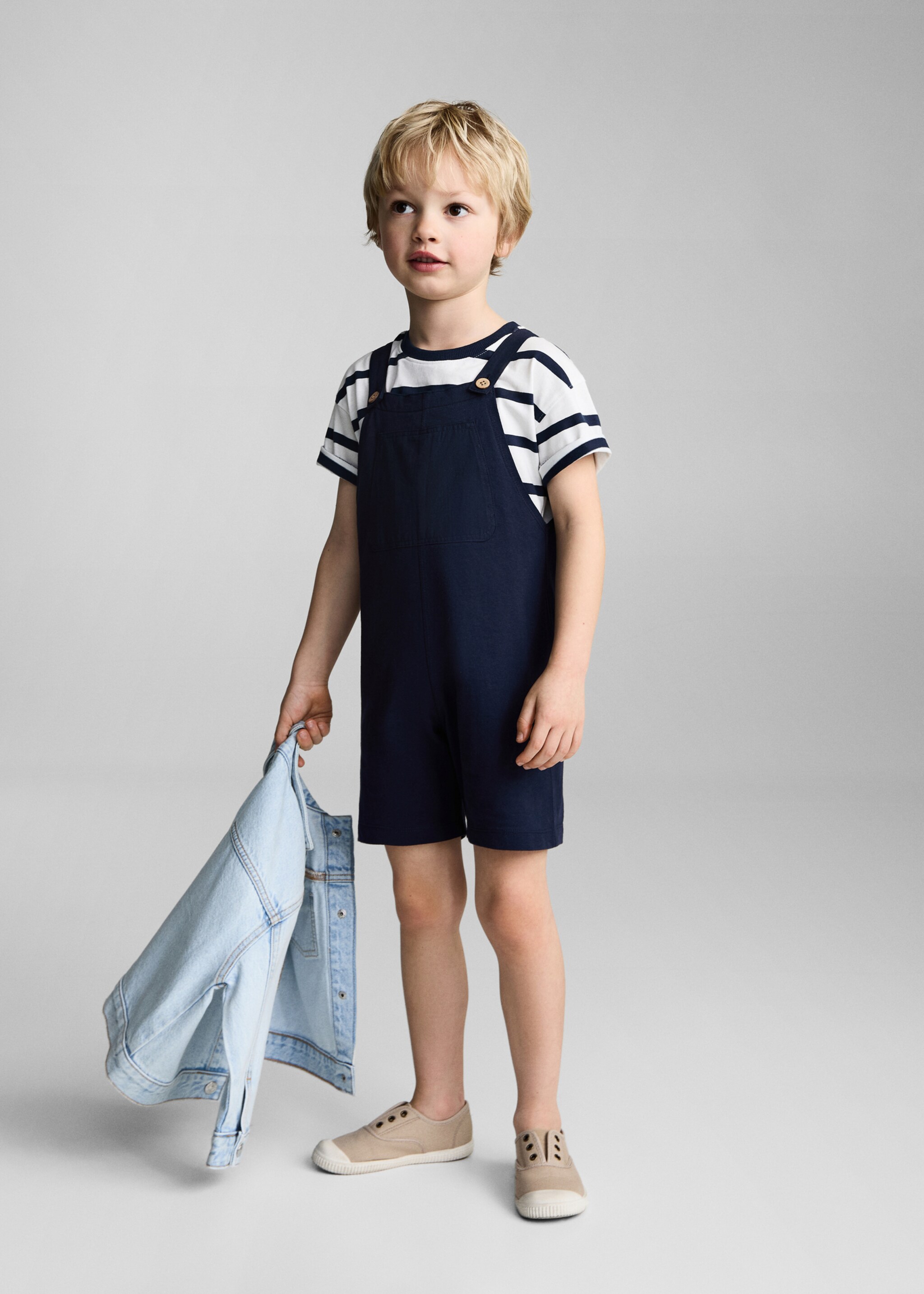 Kalhoty s laclem z bavlněného úpletu - Celkový náhled, Námořnická modrá. Ref: 87055957-00.