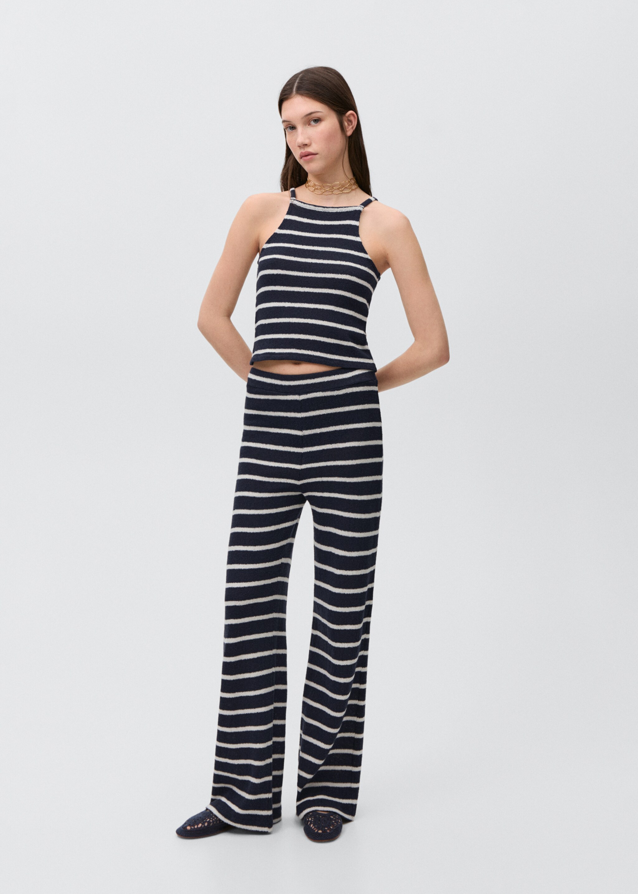 Top halter rayures - Plan général, Bleu marine foncé. Ref: 87056353-00.