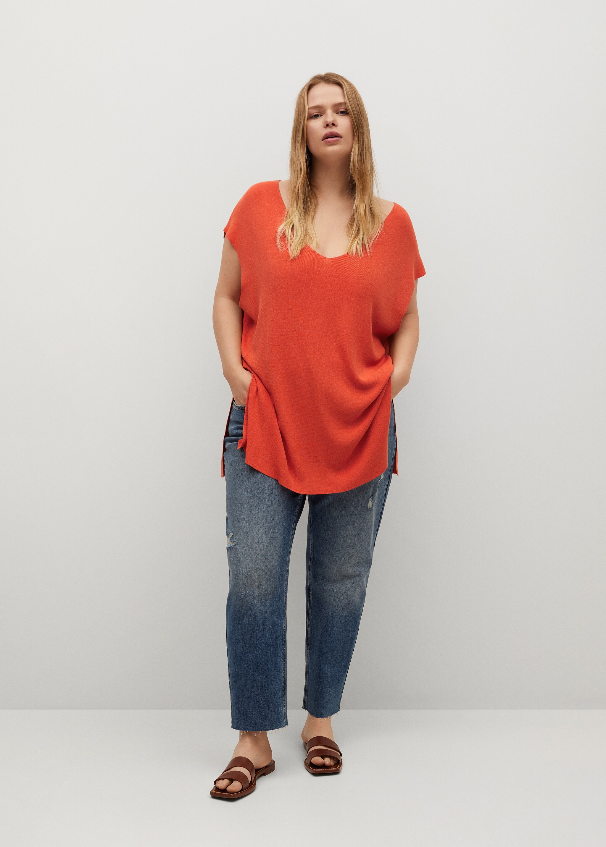 Oversized sweater with openings - General plane