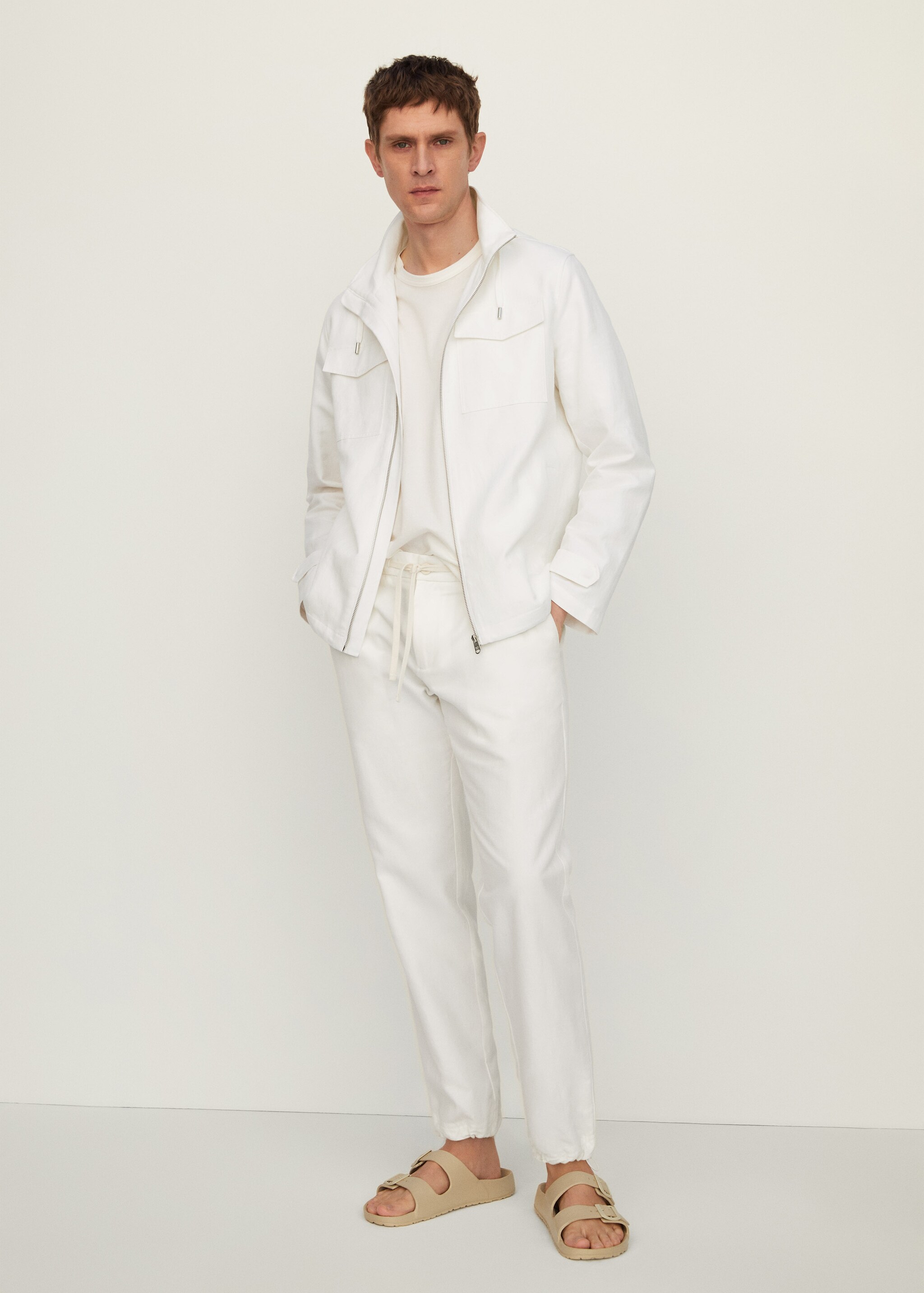 Pocket linen cotton jacket - General plane