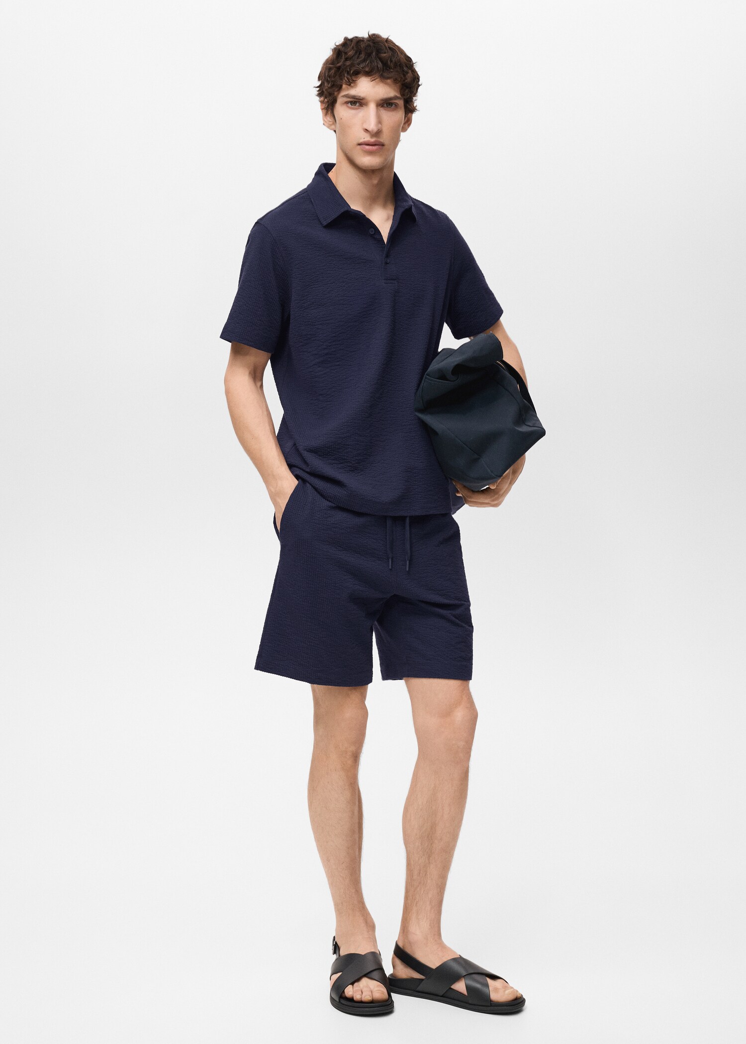 Seersucker shorts with drawstring - General plane