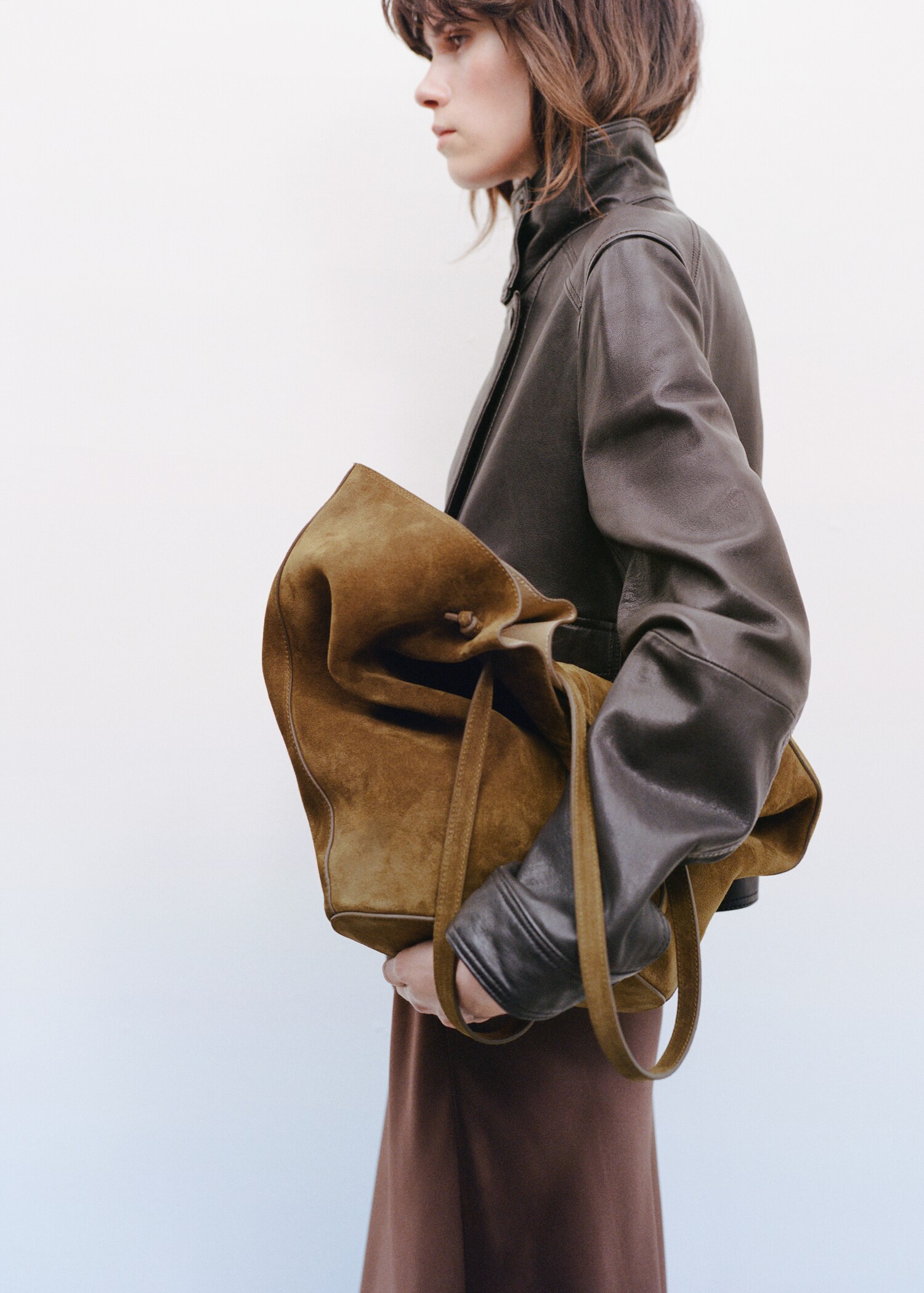 Suede leather shopper bag - General plane