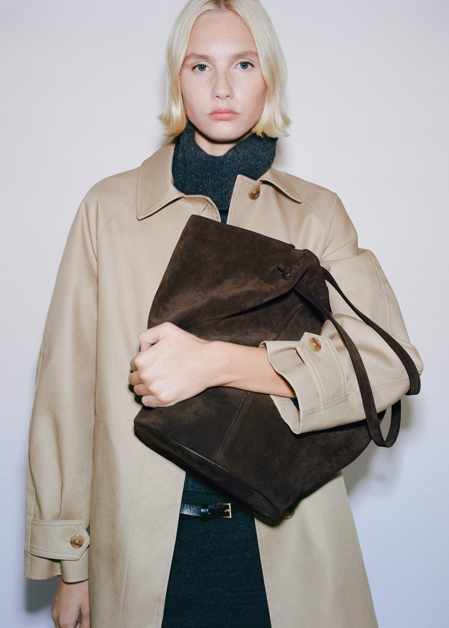 Suede leather shopper bag - General plane