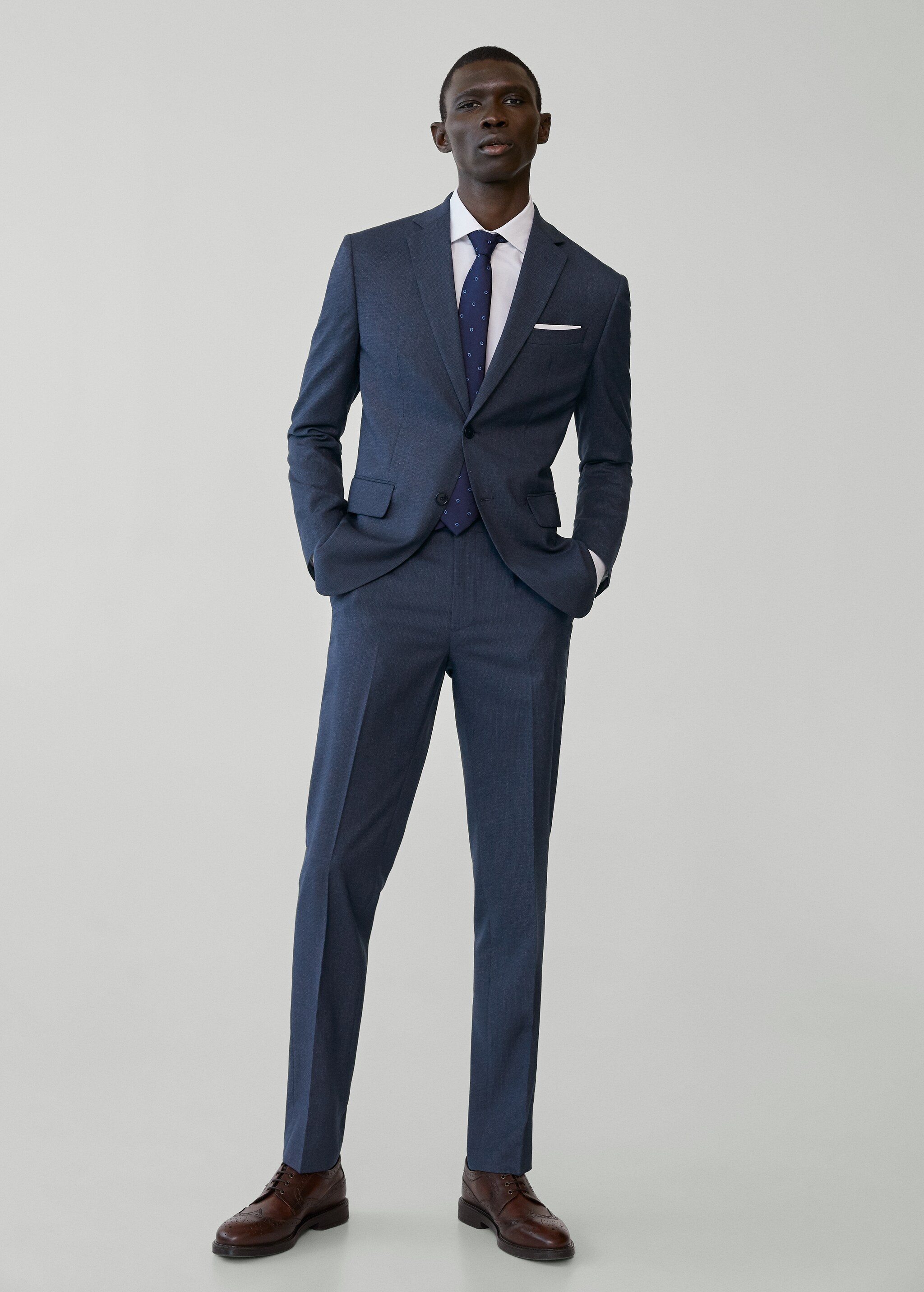 Oblekové kalhoty slim fit s mikro strukturou - Celkový náhled