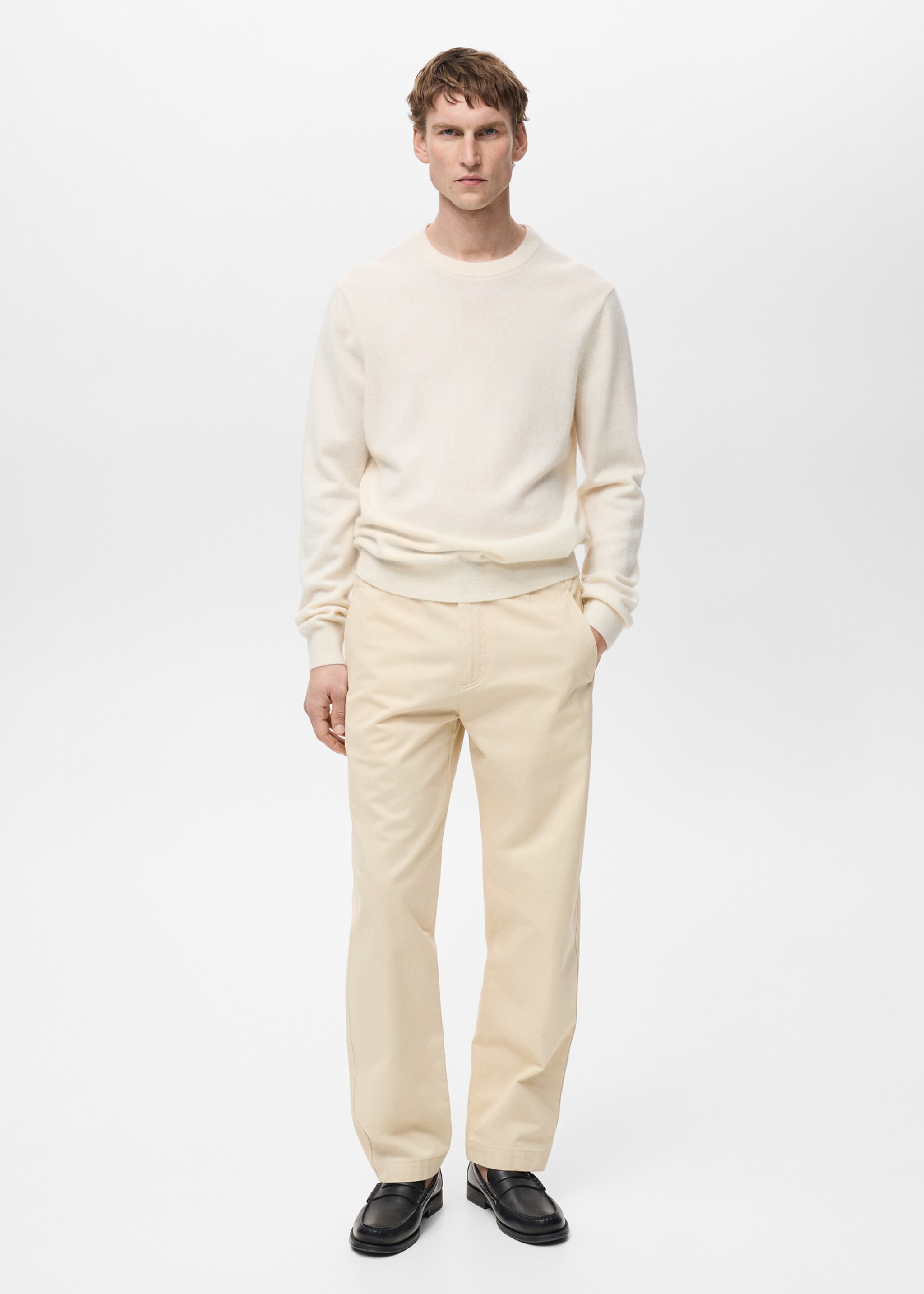 Regular fit cotton drawstring trousers - General plane, Ecru. Ref: 87060575-00.