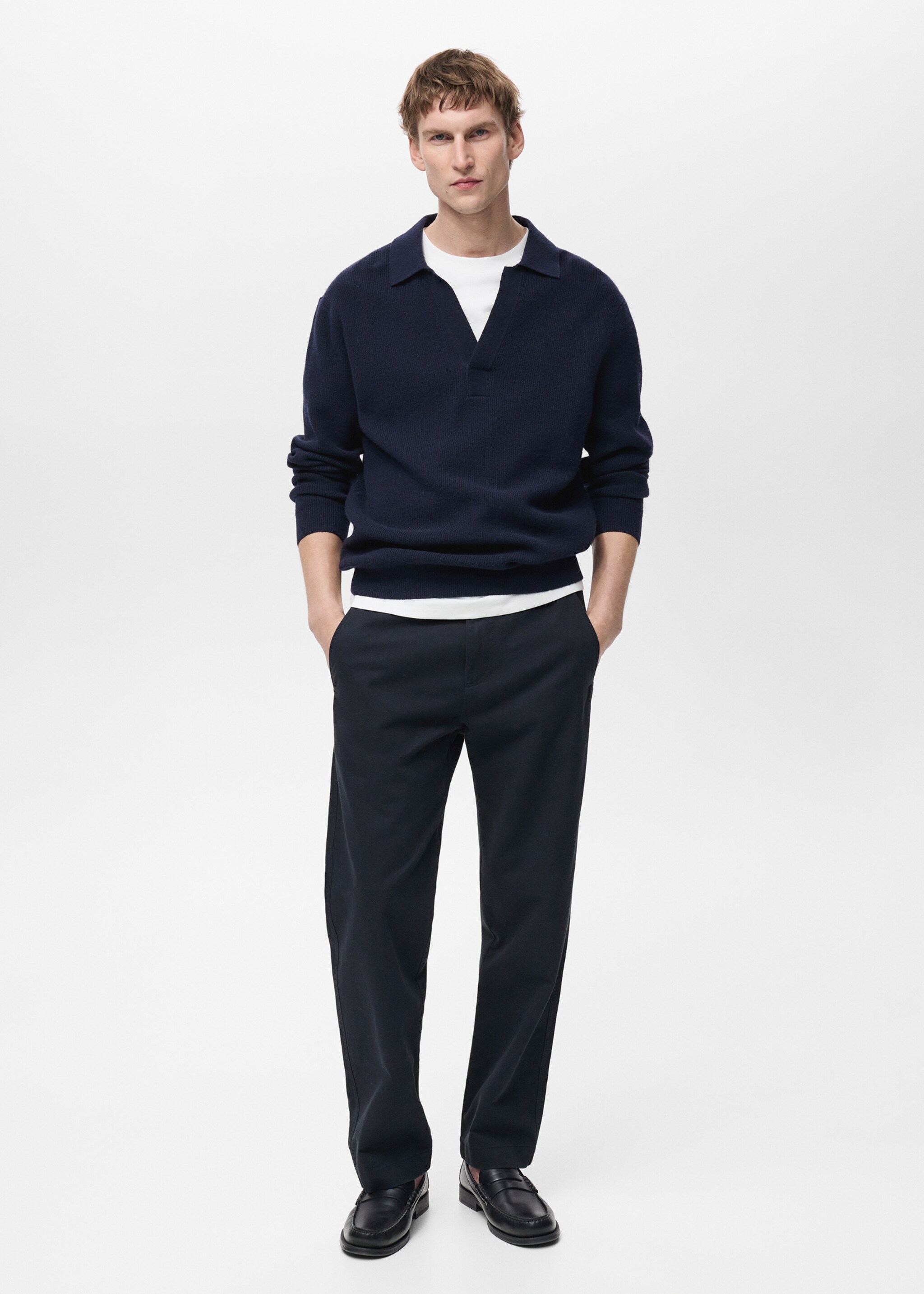 Regular fit cotton drawstring trousers - General plane, Dark Navy. Ref: 87060575-00.