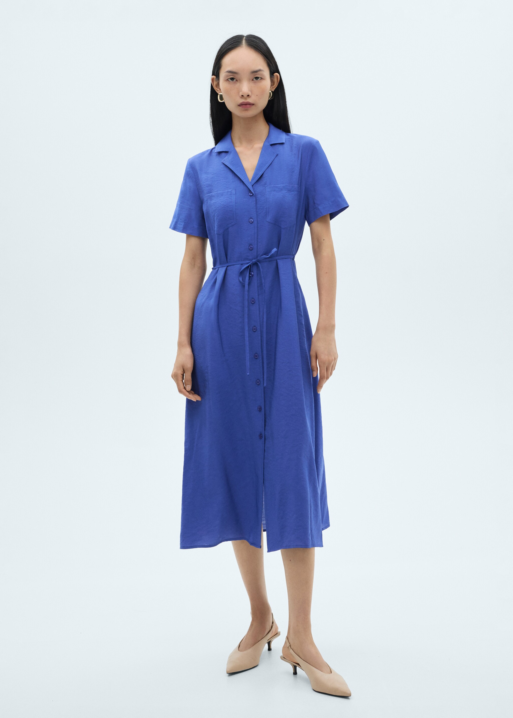 Pockets shirt dress - General plane, Vibrant blue. Ref: 87060577-00.