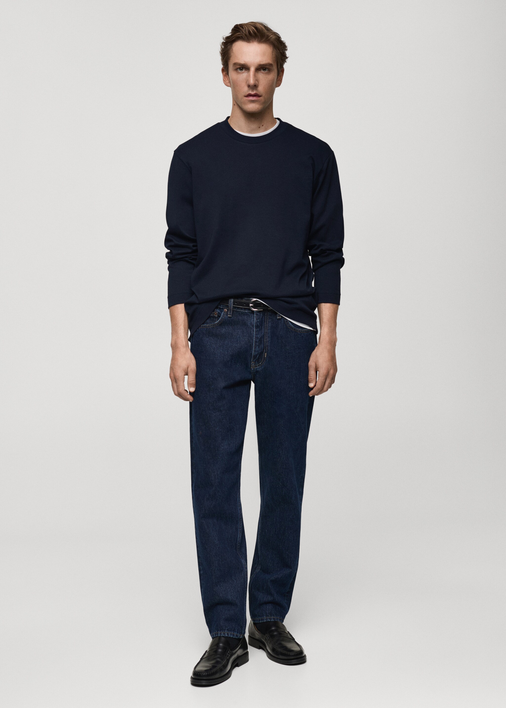 Camiseta manga larga regular fit - Plano general, Azul marino oscuro. Ref: 87060600-00.