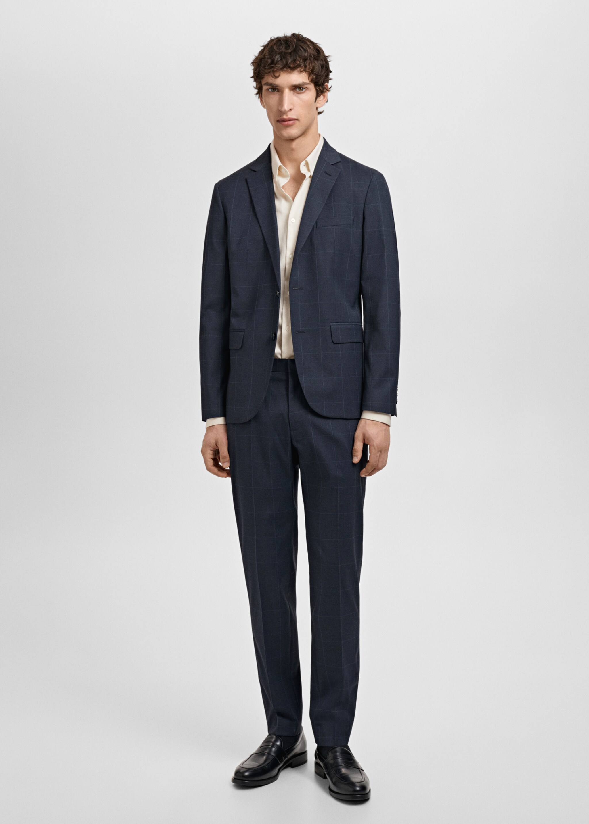 Camisa traje super slim fit algodón stretch - Plano general, Crudo. Ref: 87060605-00.