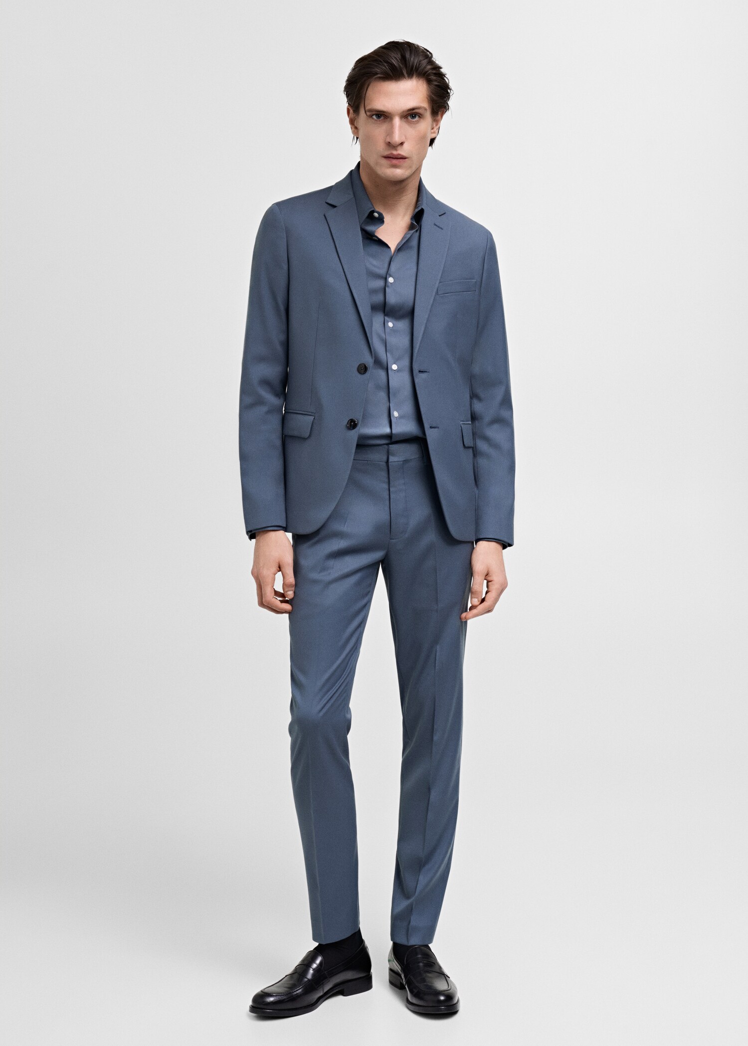 Camisa traje super slim fit algodón stretch - Plano general