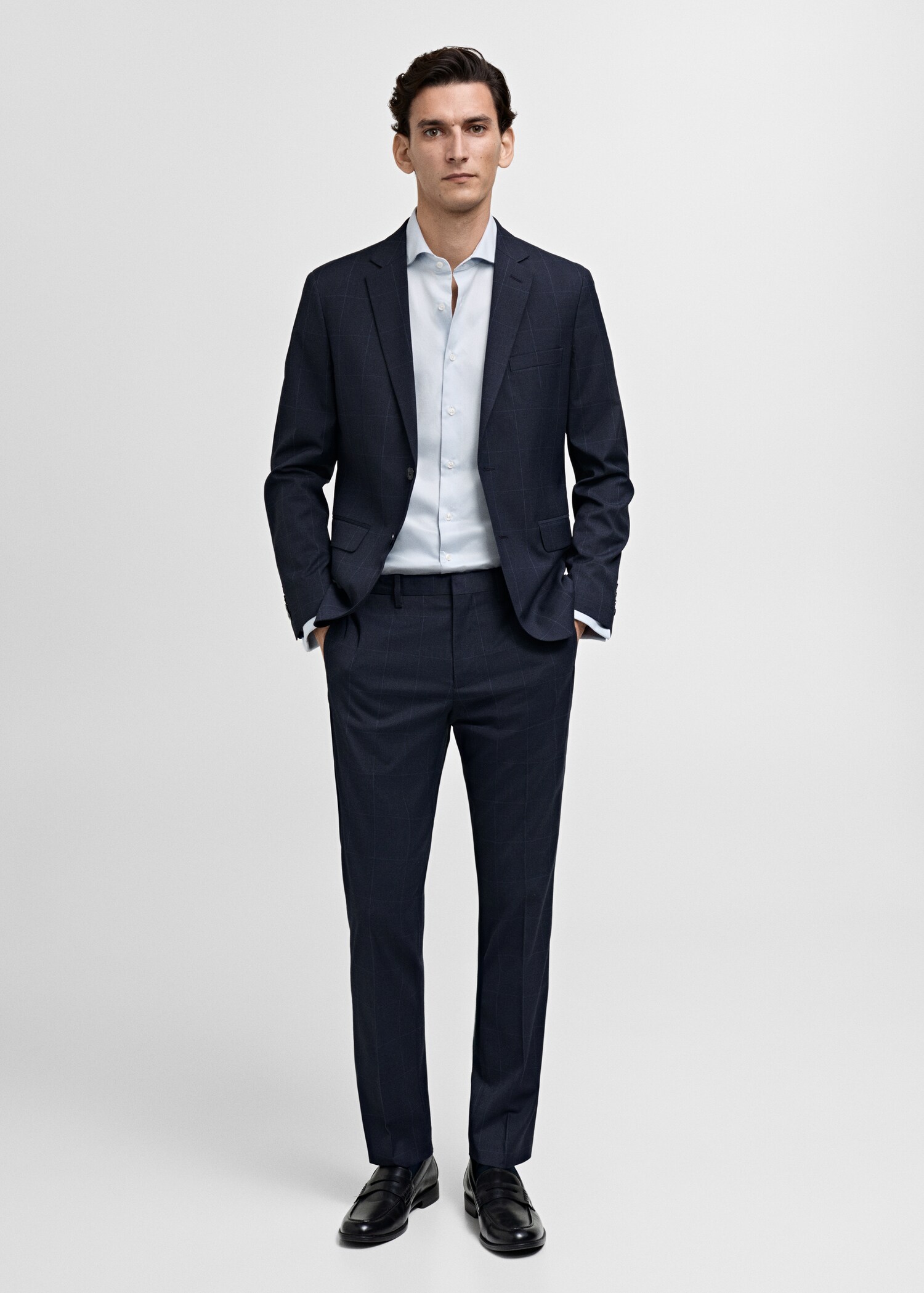 Camisa gemelos traje slim fit tejido twill - Plano general