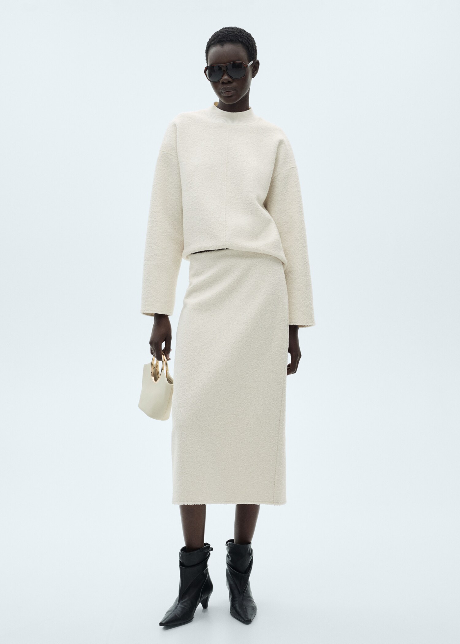 Perkins-neck bouclé sweatshirt - General plane