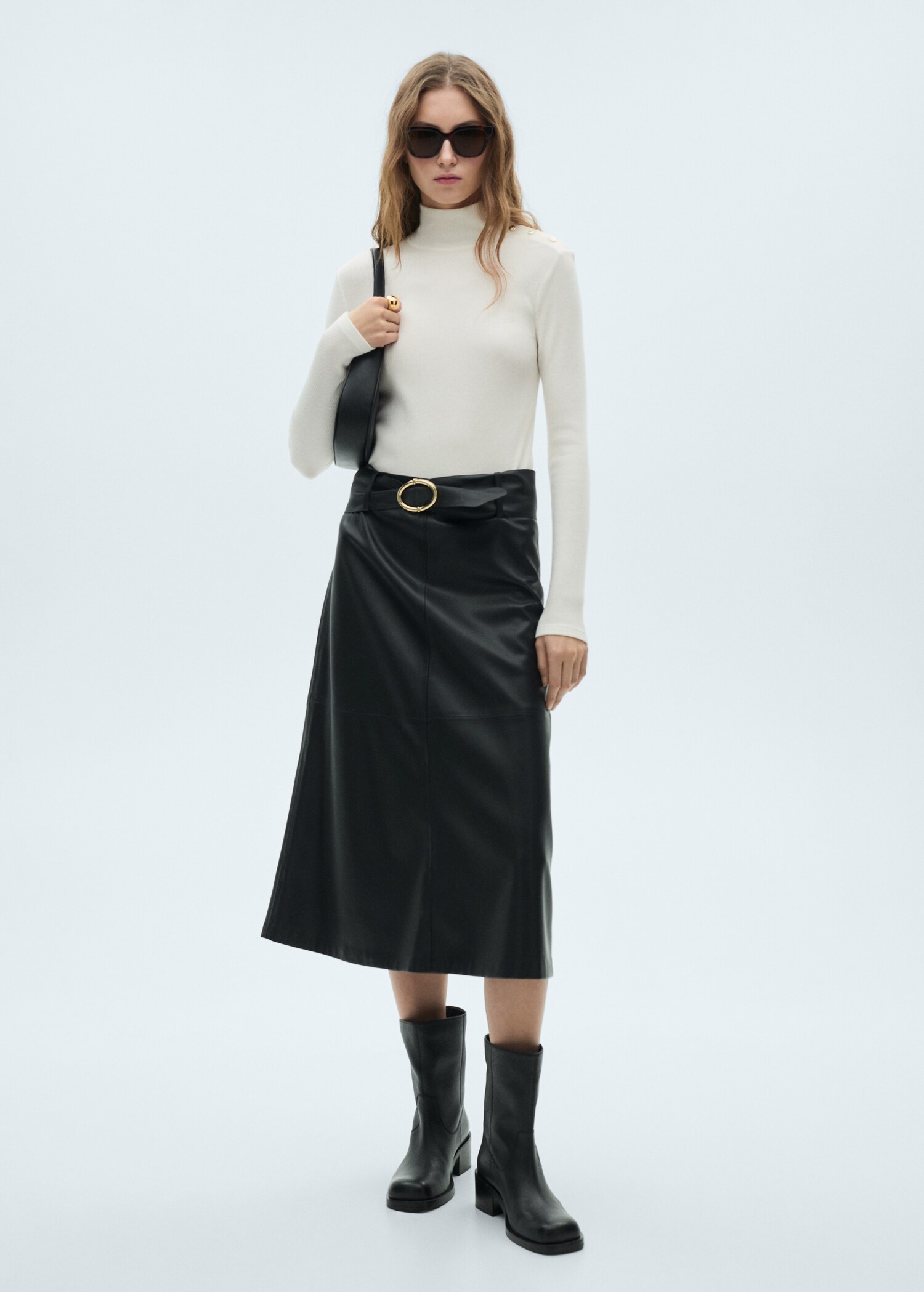 Ribbed knit button-down T-shirt - General plane