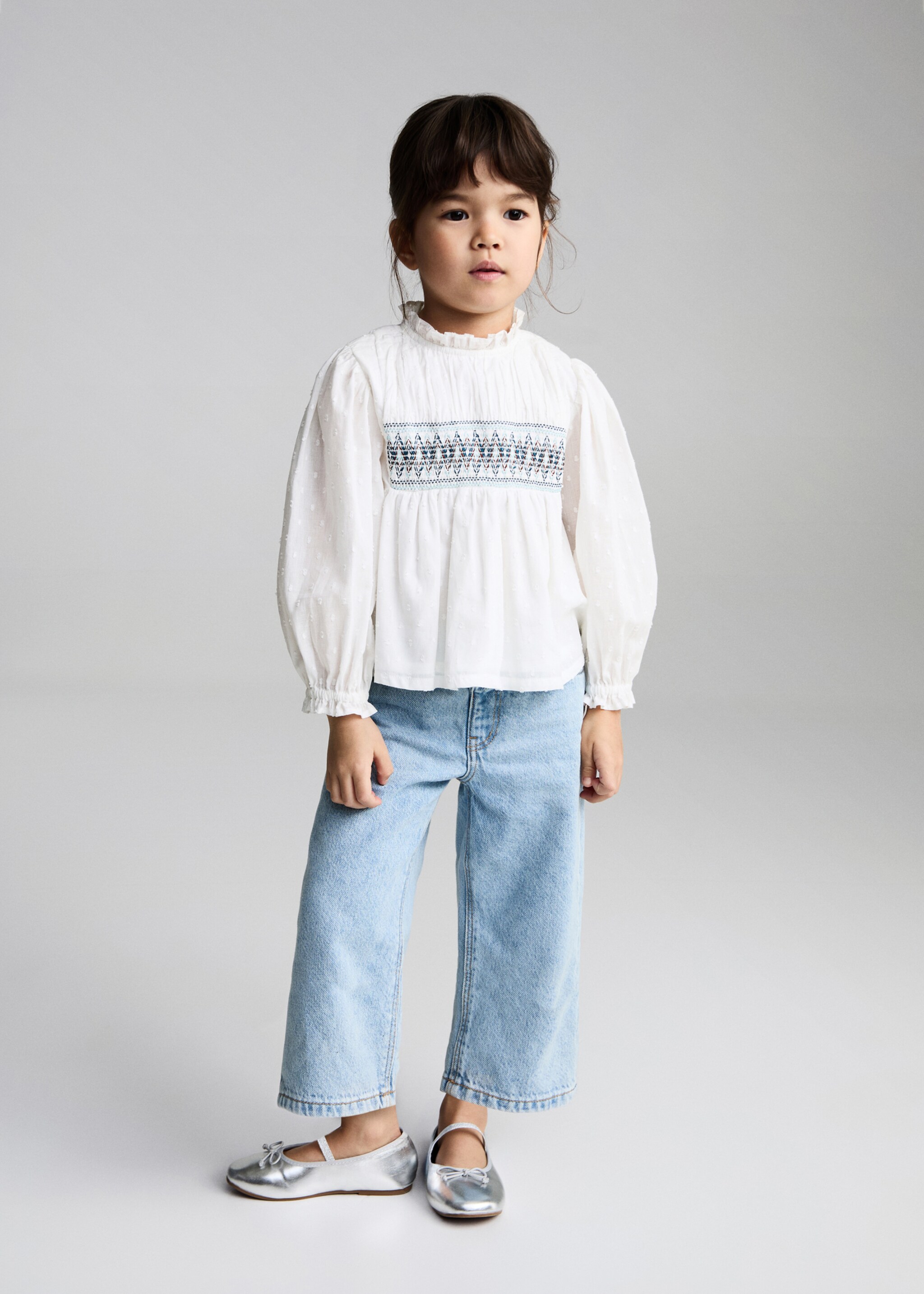 Blouse coton broderies - Plan général, Blanc. Ref: 87060634-00.