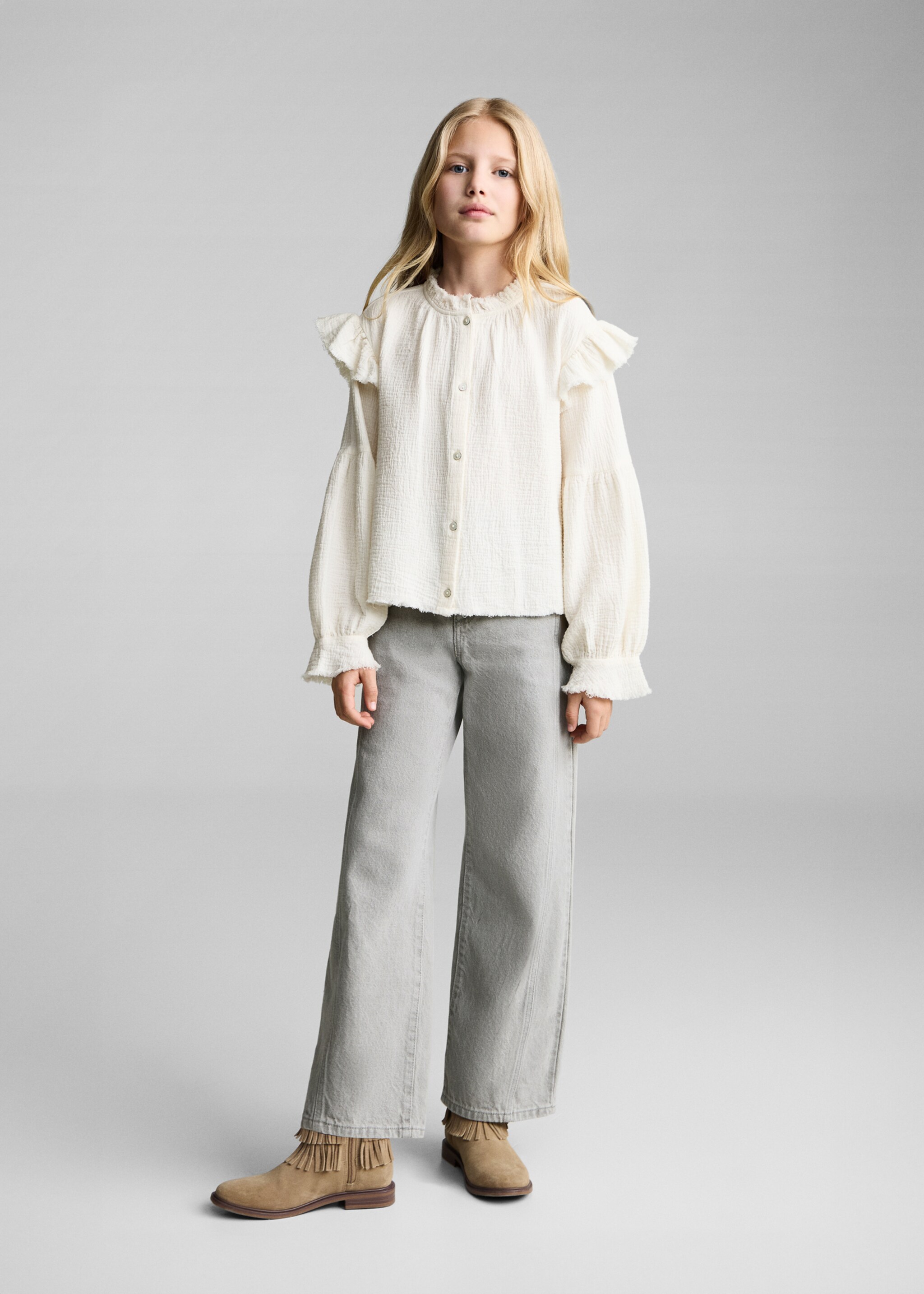 Blusa romántica bambula - Plano general, Crudo. Ref: 87060650-00.