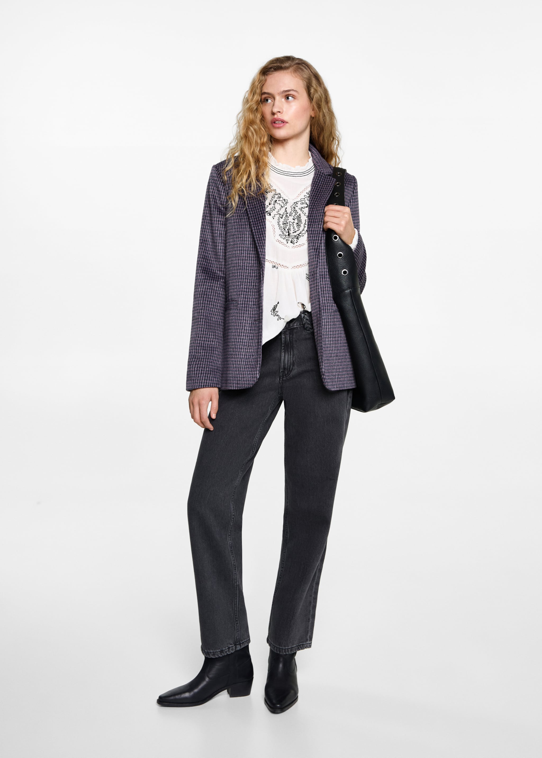 Geborduurde katoenen blouse - Overzichtstekening, Gebroken wit. Ref: 87061512-00.