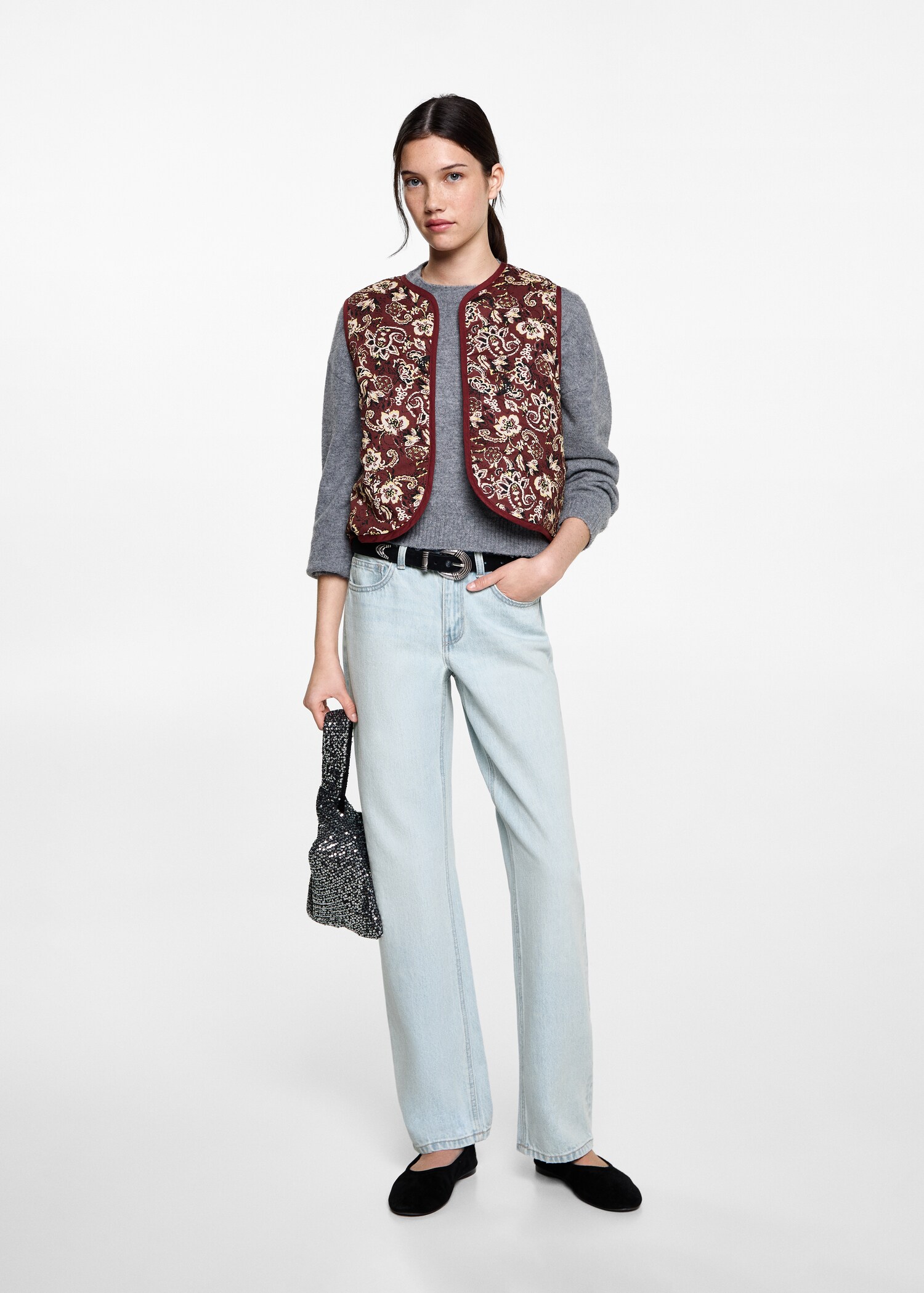 Cropped printed gilet - General plane