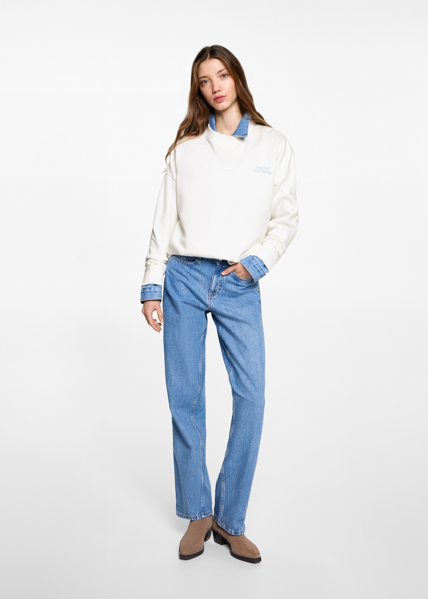 Baumwoll-Sweatshirt mit Aufschrift - Allgemeine Ansicht