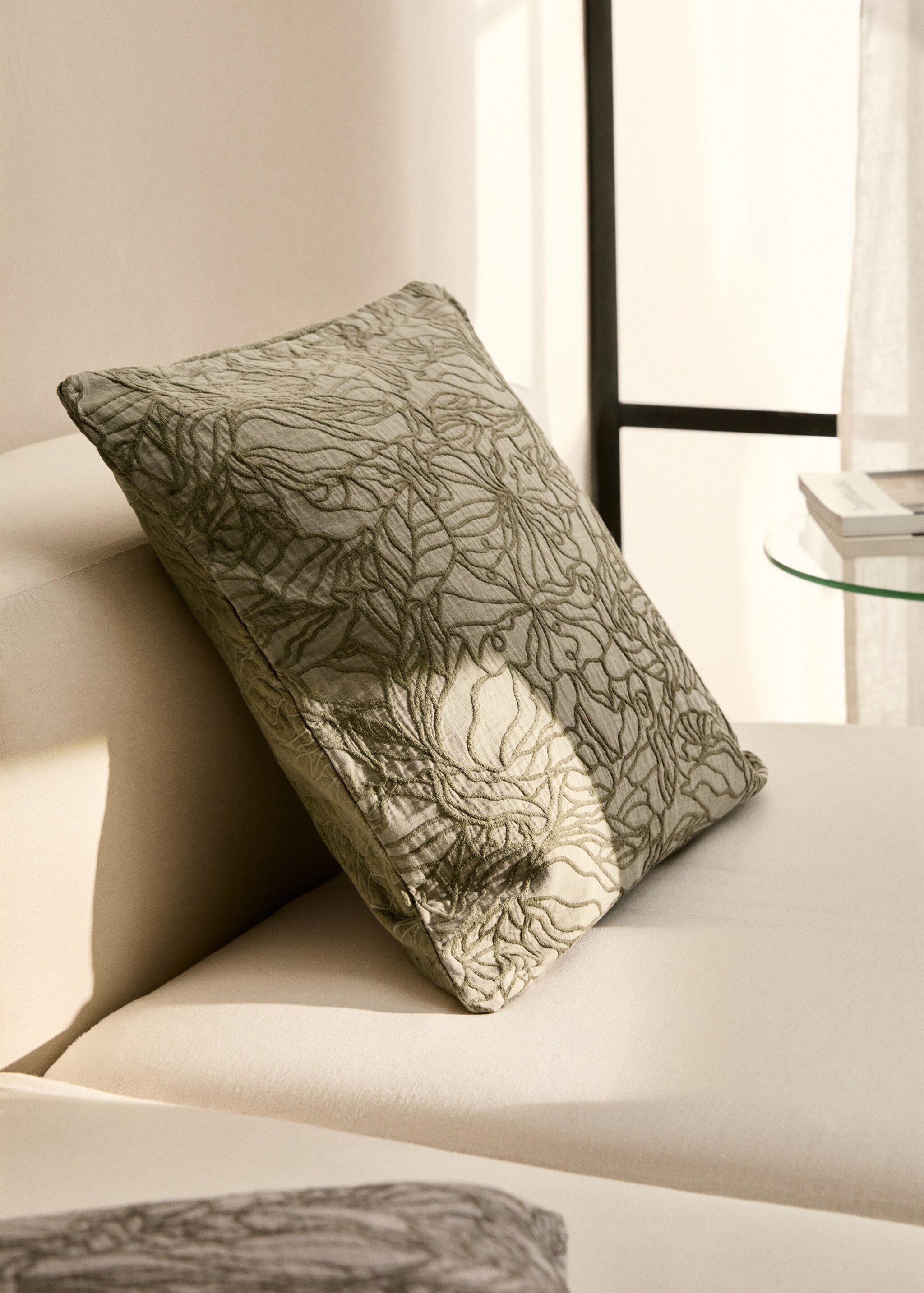 Jacquard fabric cushion cover 50x50 cm - General plane, Forest Green. Ref: 87062948-00.