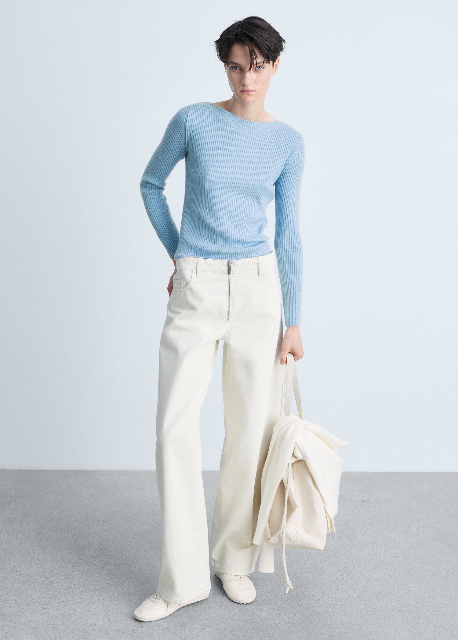 Pull-over côtelé col bateau - Plan général