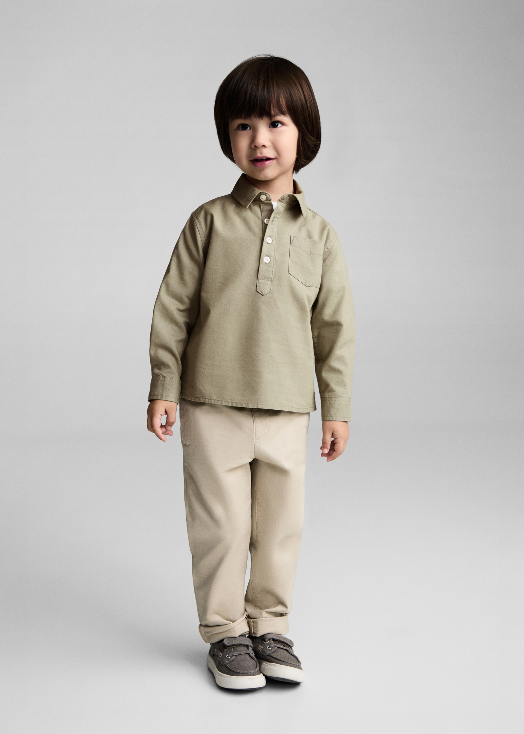 Polo style cotton shirt - General plane, Green. Ref: 87063641-00.