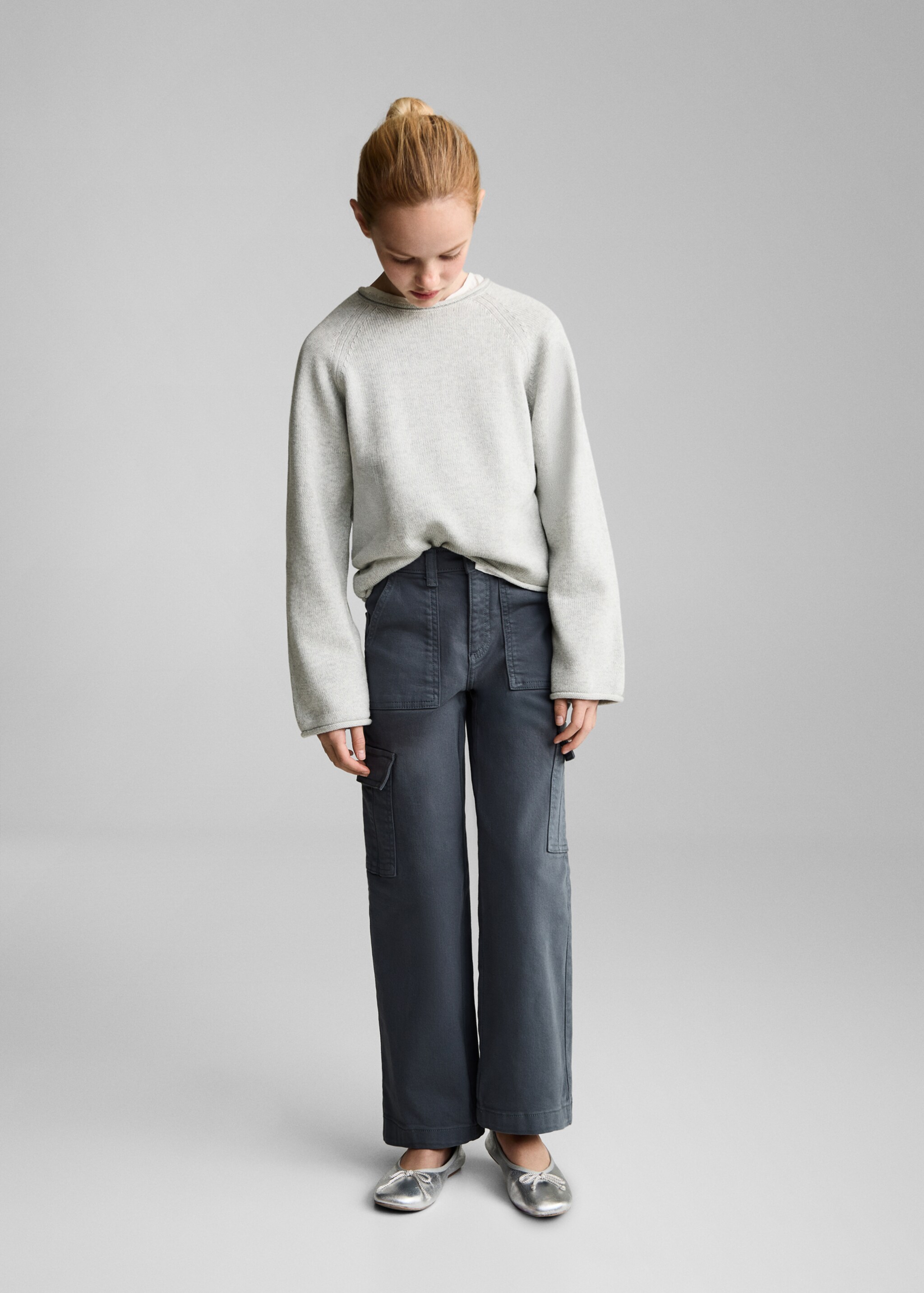 Pull-over maille coton - Plan général, Gris chiné clair. Ref: 87063652-00.