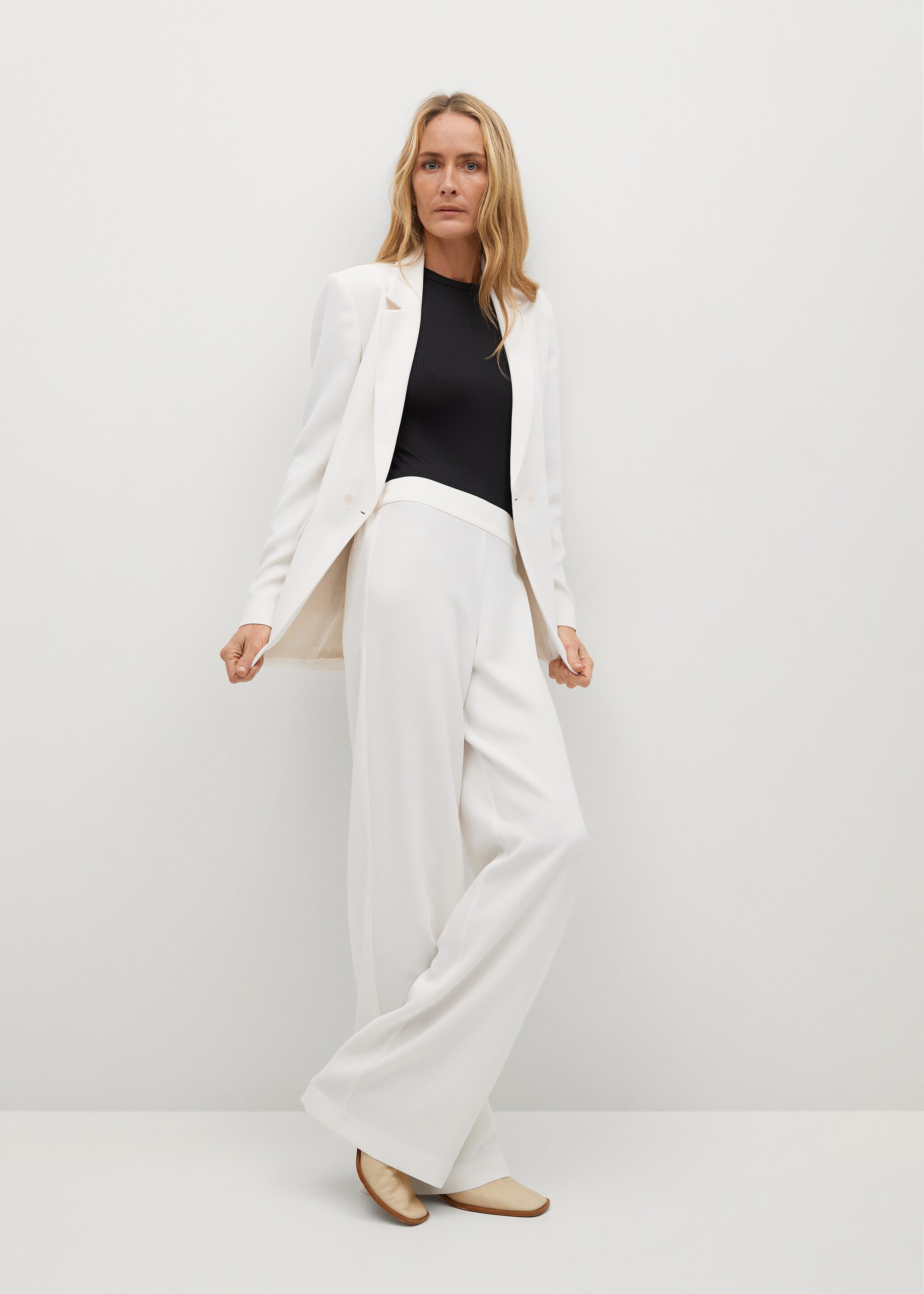 Crepe suit jacket with belt - General plane