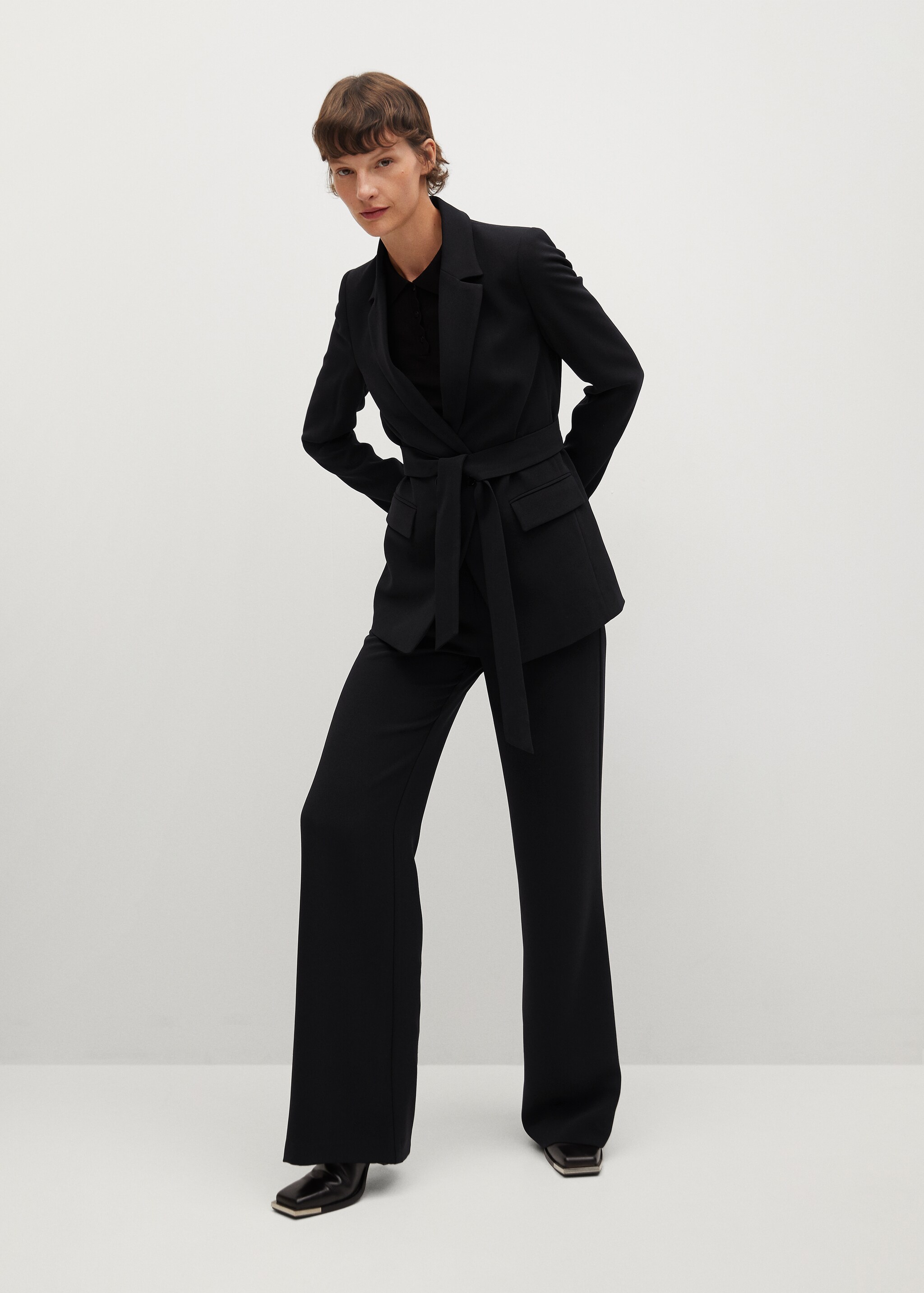 Crepe suit jacket with belt - General plane