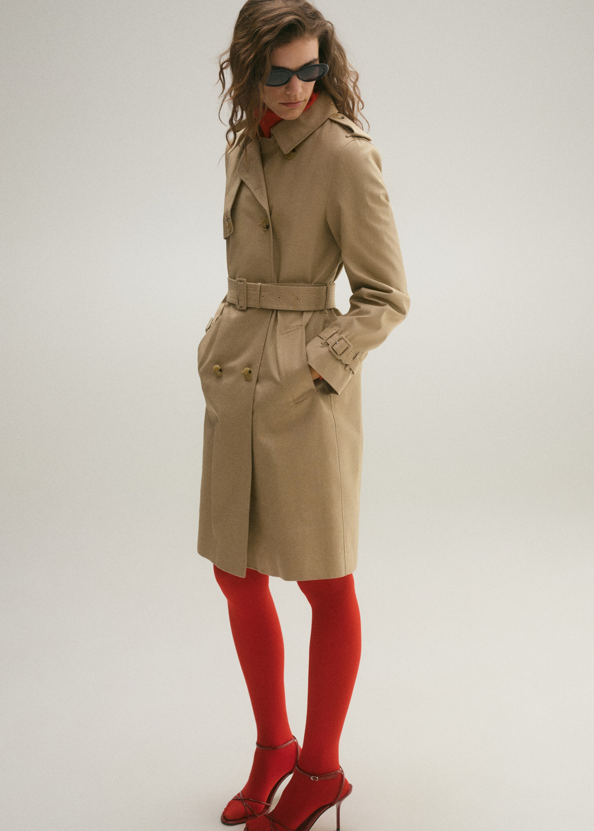 Classic trench coat with belt - General plane, Beige. Ref: 87064062-00.