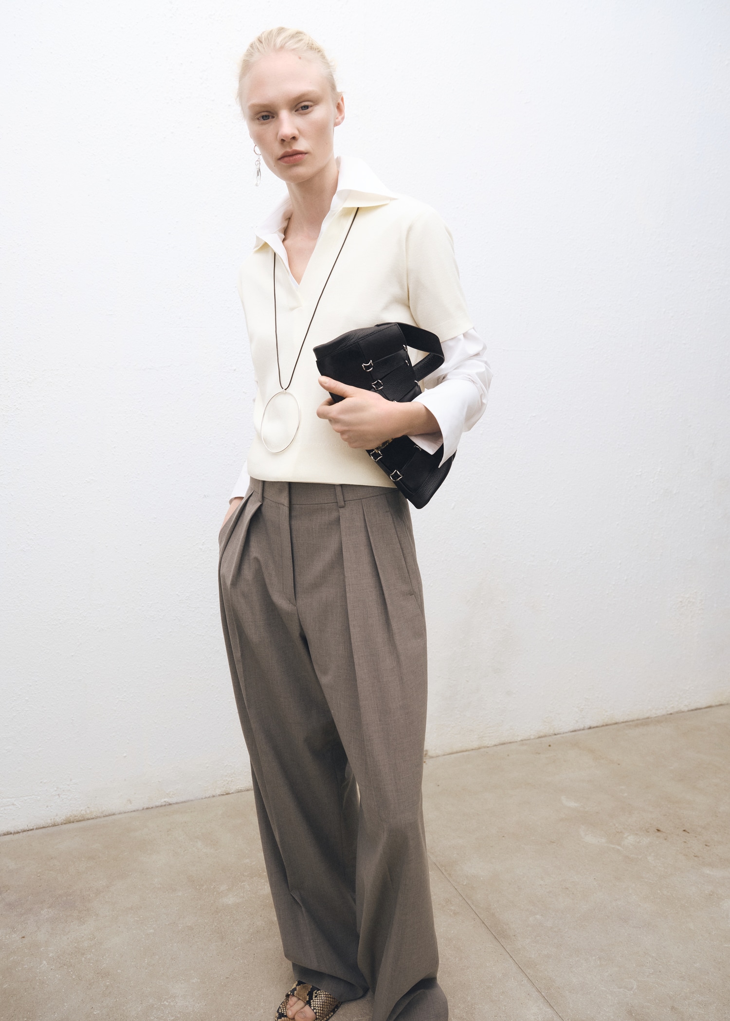 Wool-blend polo-neck sweater - General plane