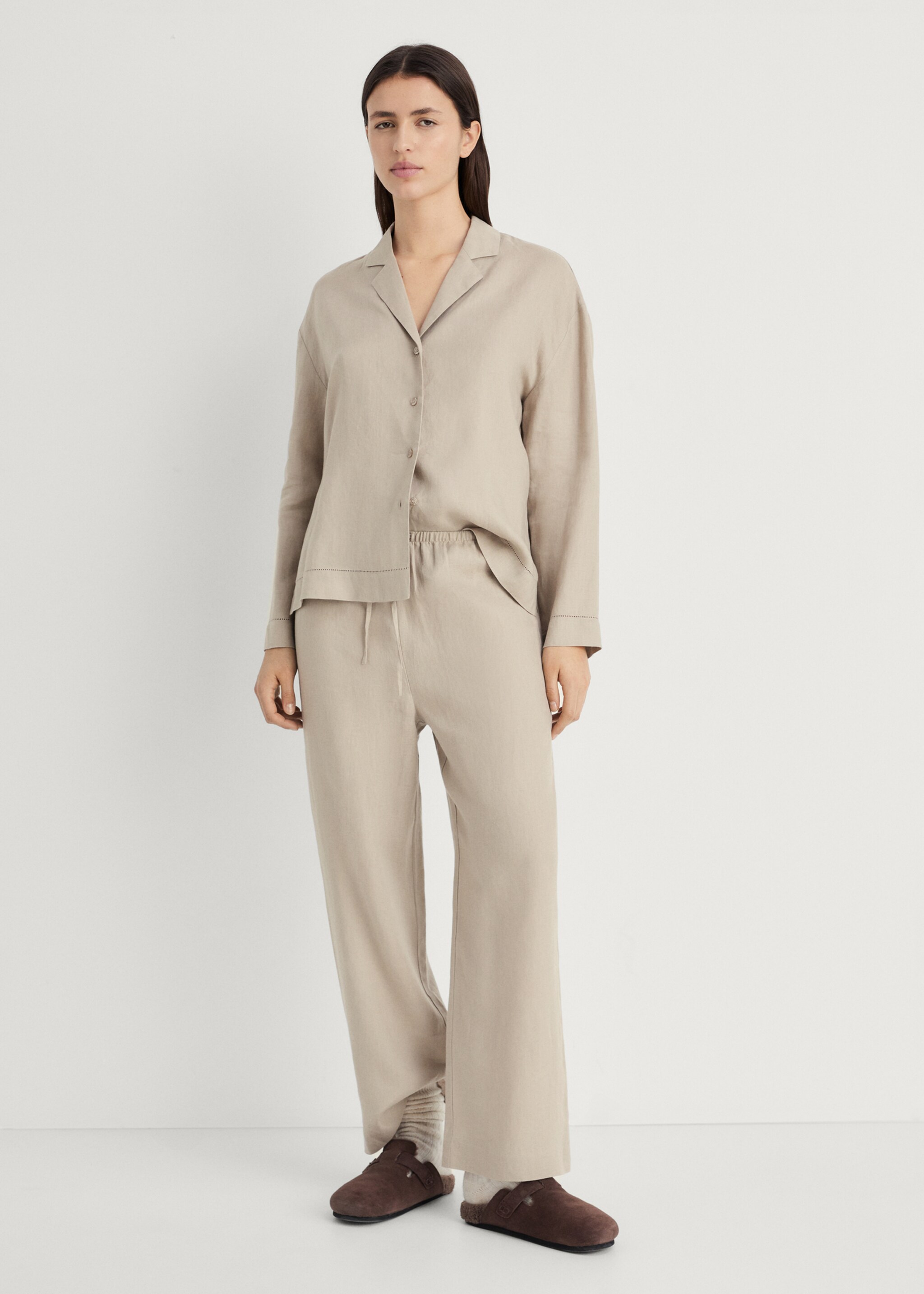 Linen-blend shirt - General plane, Sand. Ref: 87064403-00.