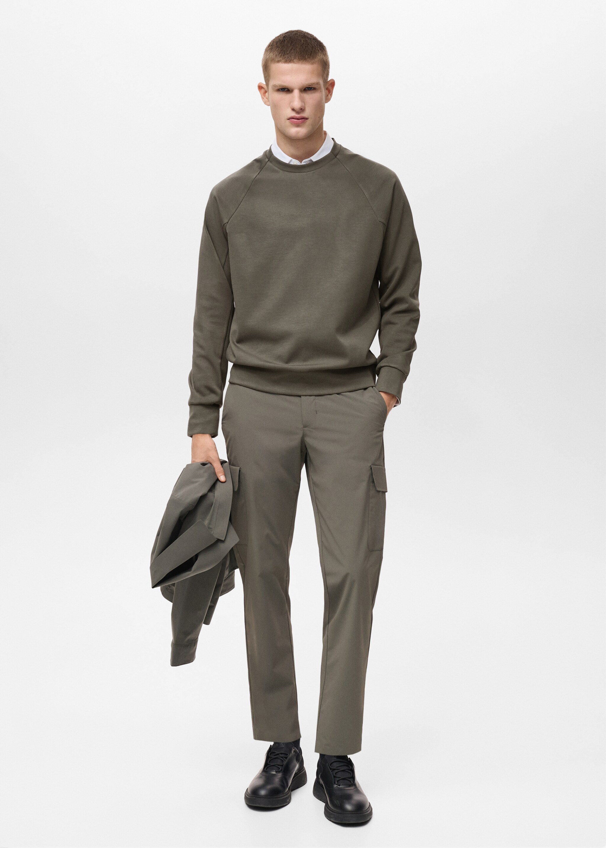 COOLMAX® crew neck sweatshirt - General plane, Medium Green. Ref: 87064406-00.