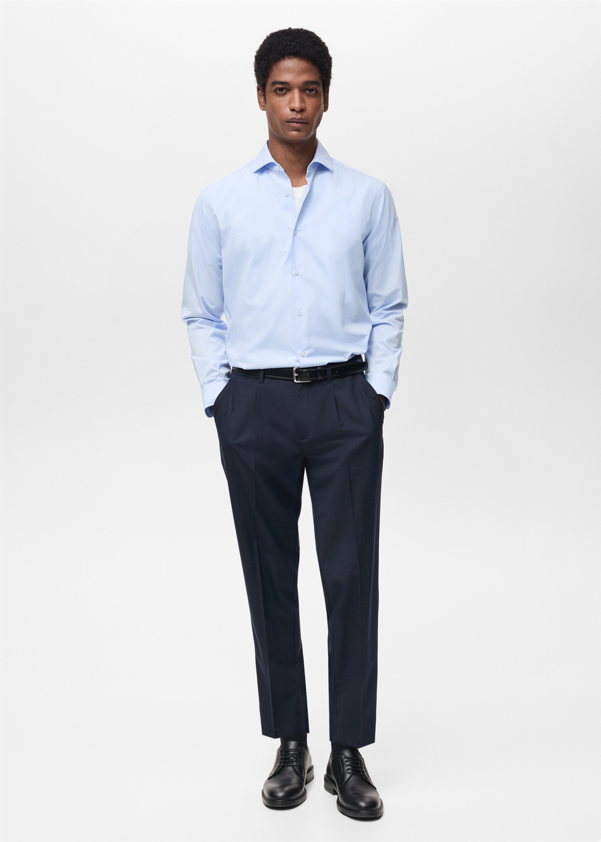 100% cotton regular-fit shirt - General plane, Sky Blue. Ref: 87064407-00.