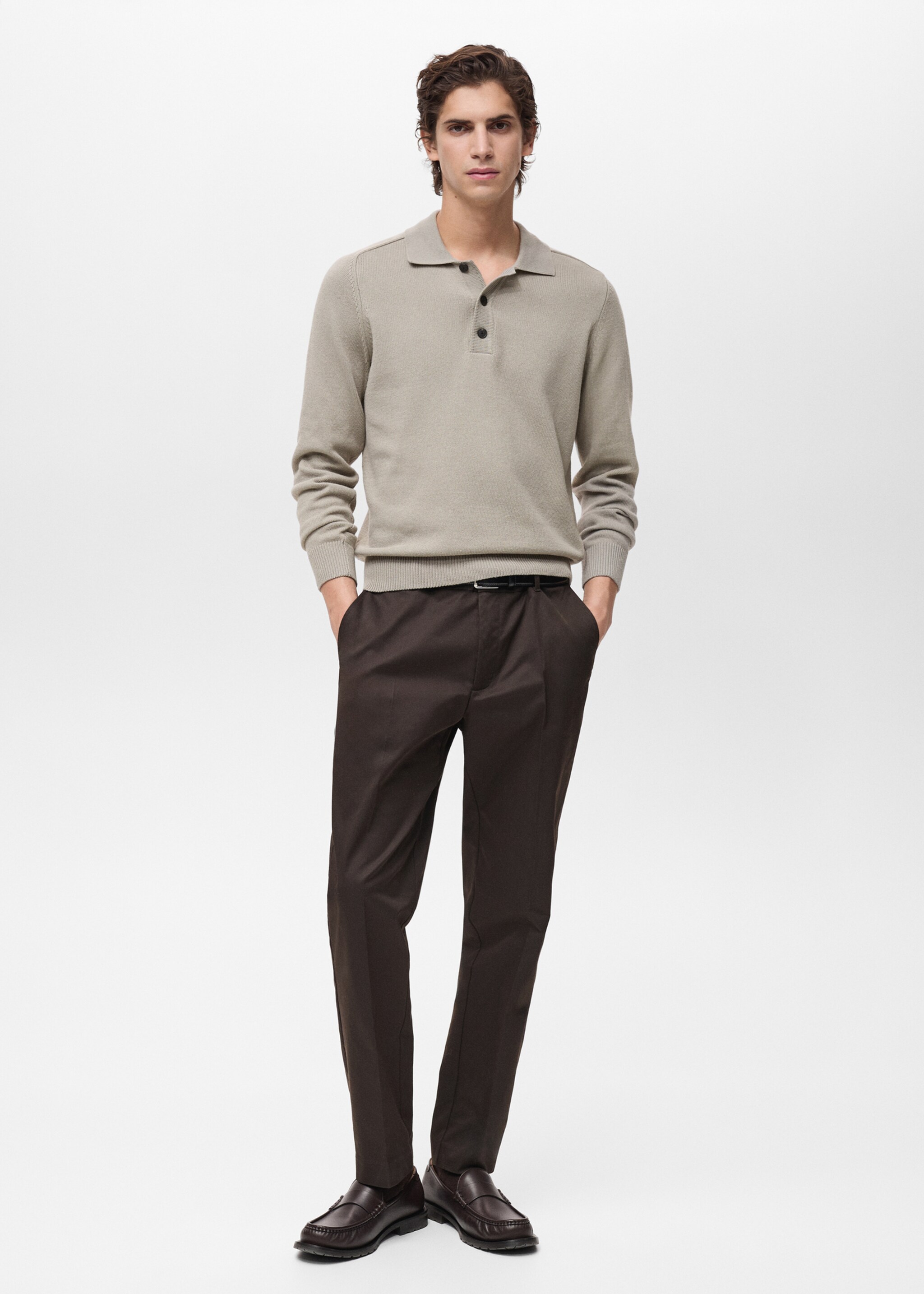 Strickpoloshirt aus Baumwolle - Allgemeine Ansicht, Eisgrau. Ref: 87064410-00.