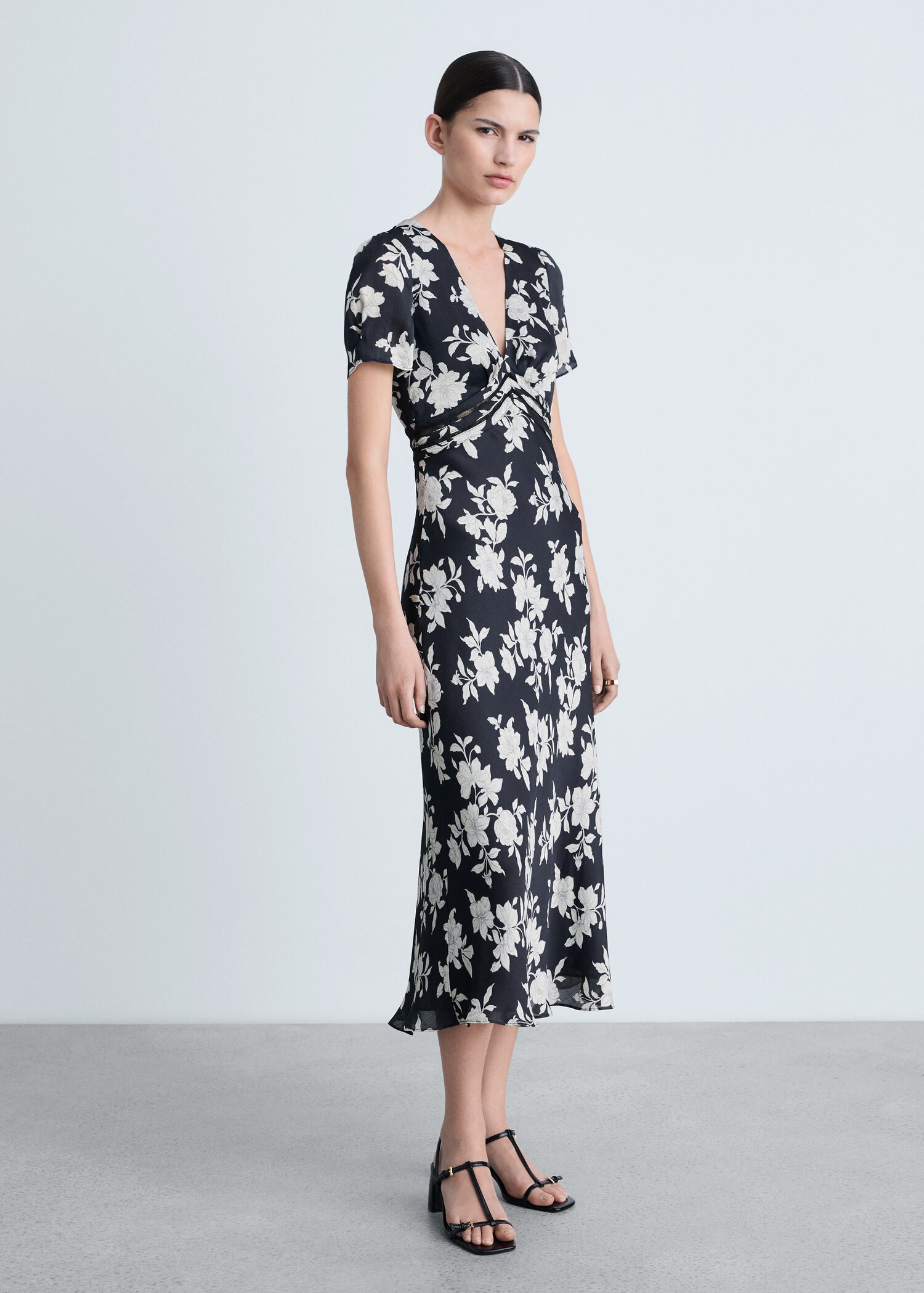 Floral-print flared dress - General plane